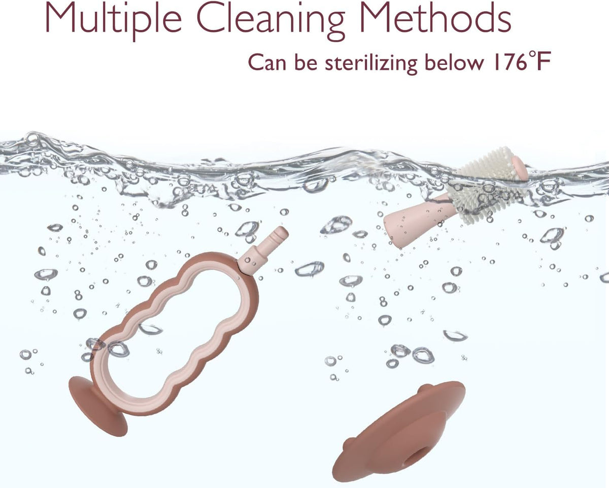 Momcozy Baby Silicone Toothbrush & Tongue Cleaner -Pink