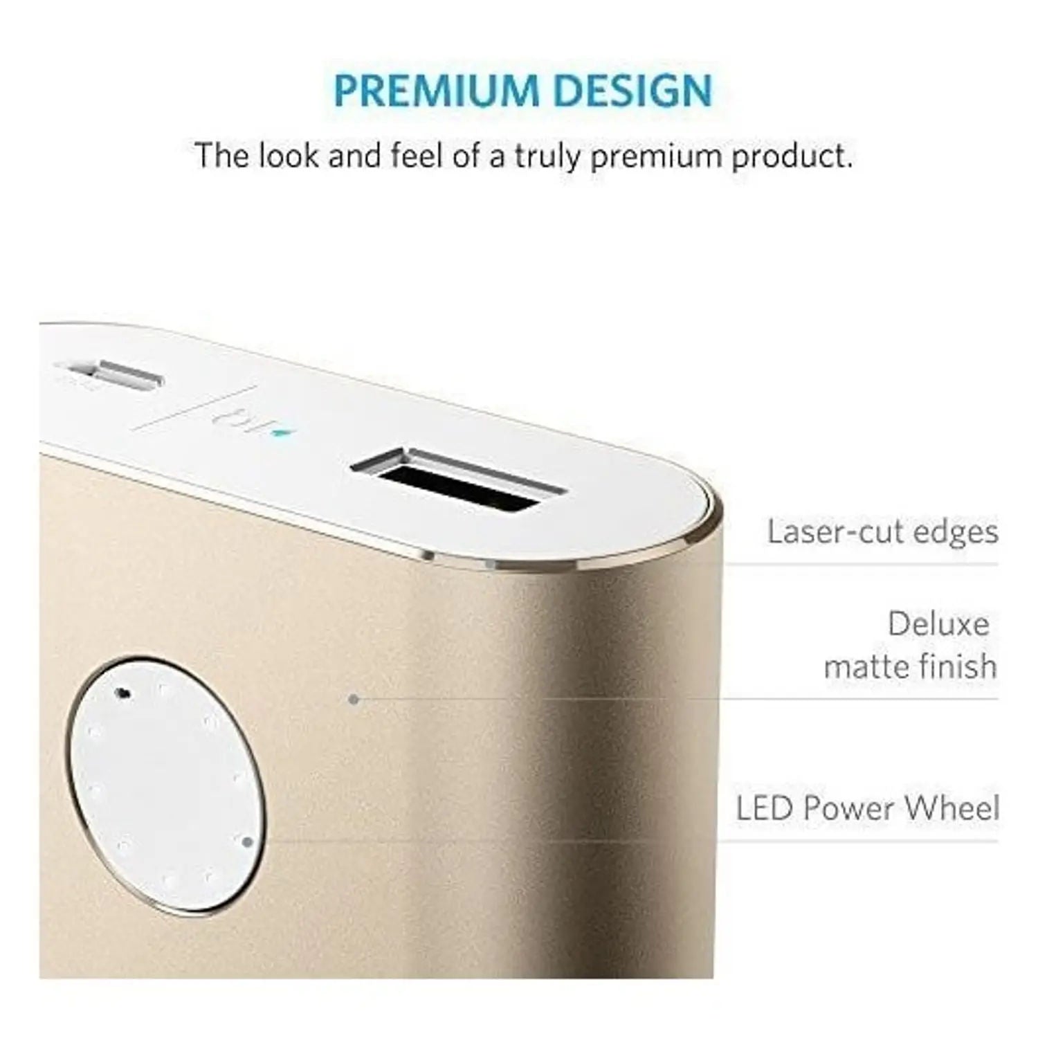 Anker PowerCore+ 10050mAh Power Bank with Quick Charge, Premium Aluminum Build & Fast Charging, Gold
