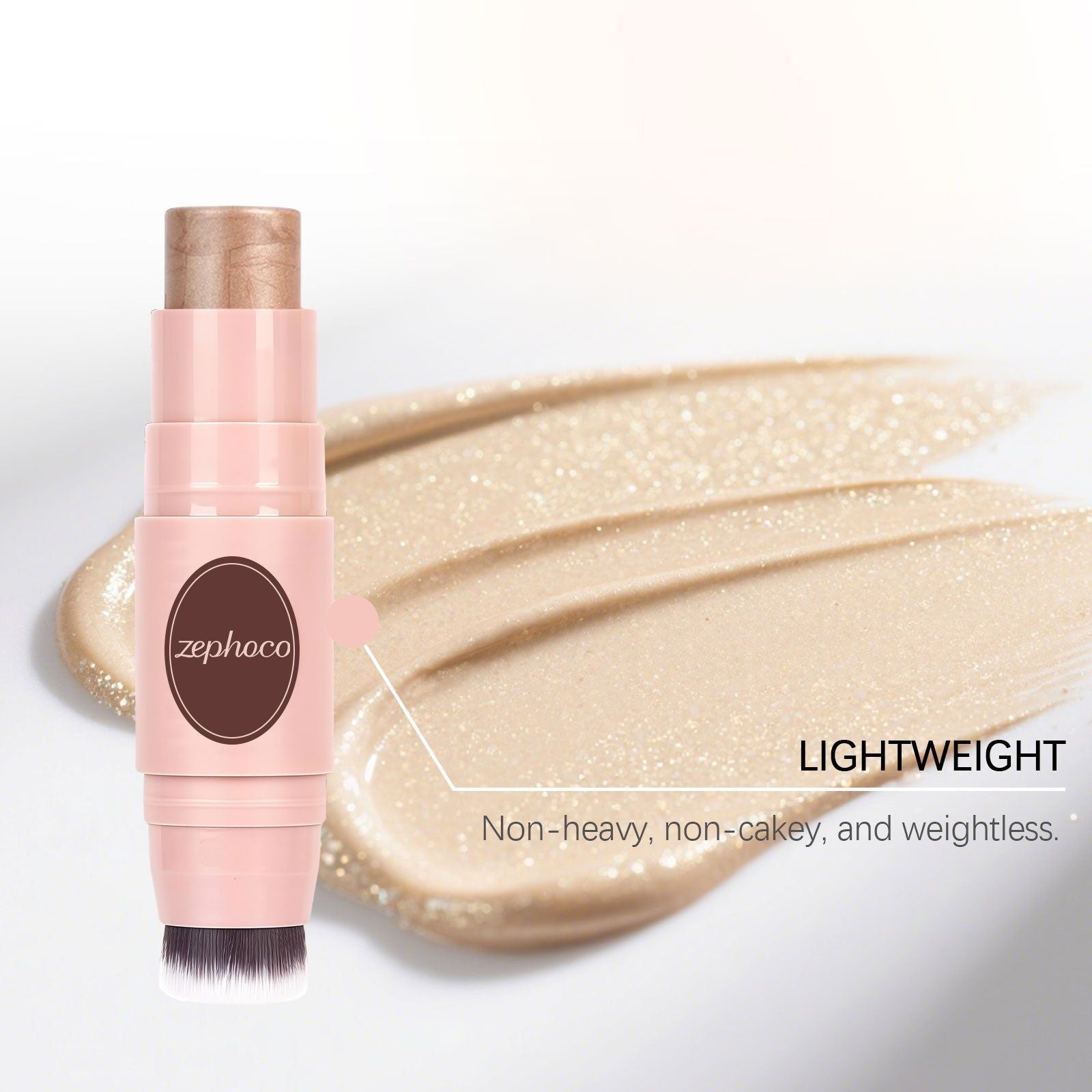 Champagne Gold Double-Headed Makeup Stick, Blush, Contour, Long-Lasting, Beginner Friendly ,7g