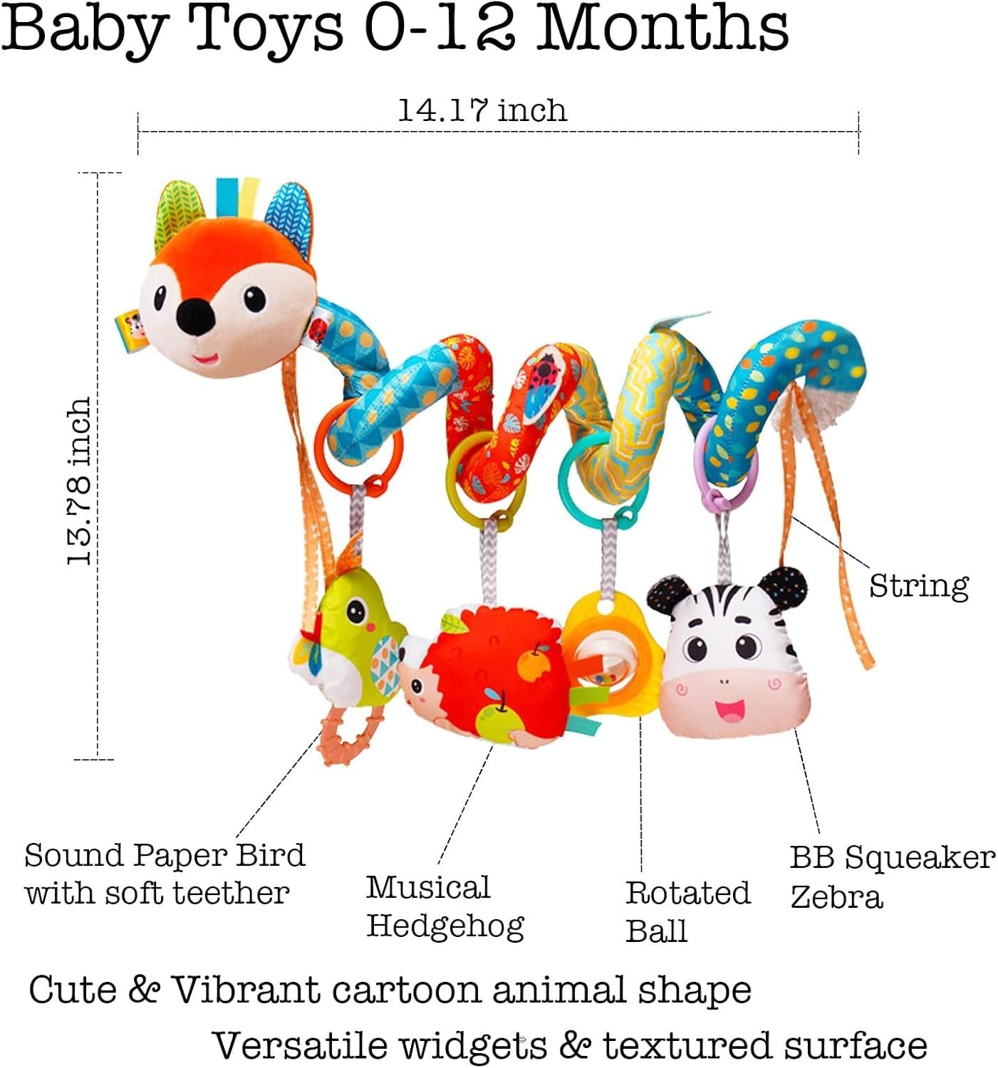 Stroller Toys Car Seat Toys for Babies 0-6 Months Infants Activity Spiral Hanging Crib Toy Gift