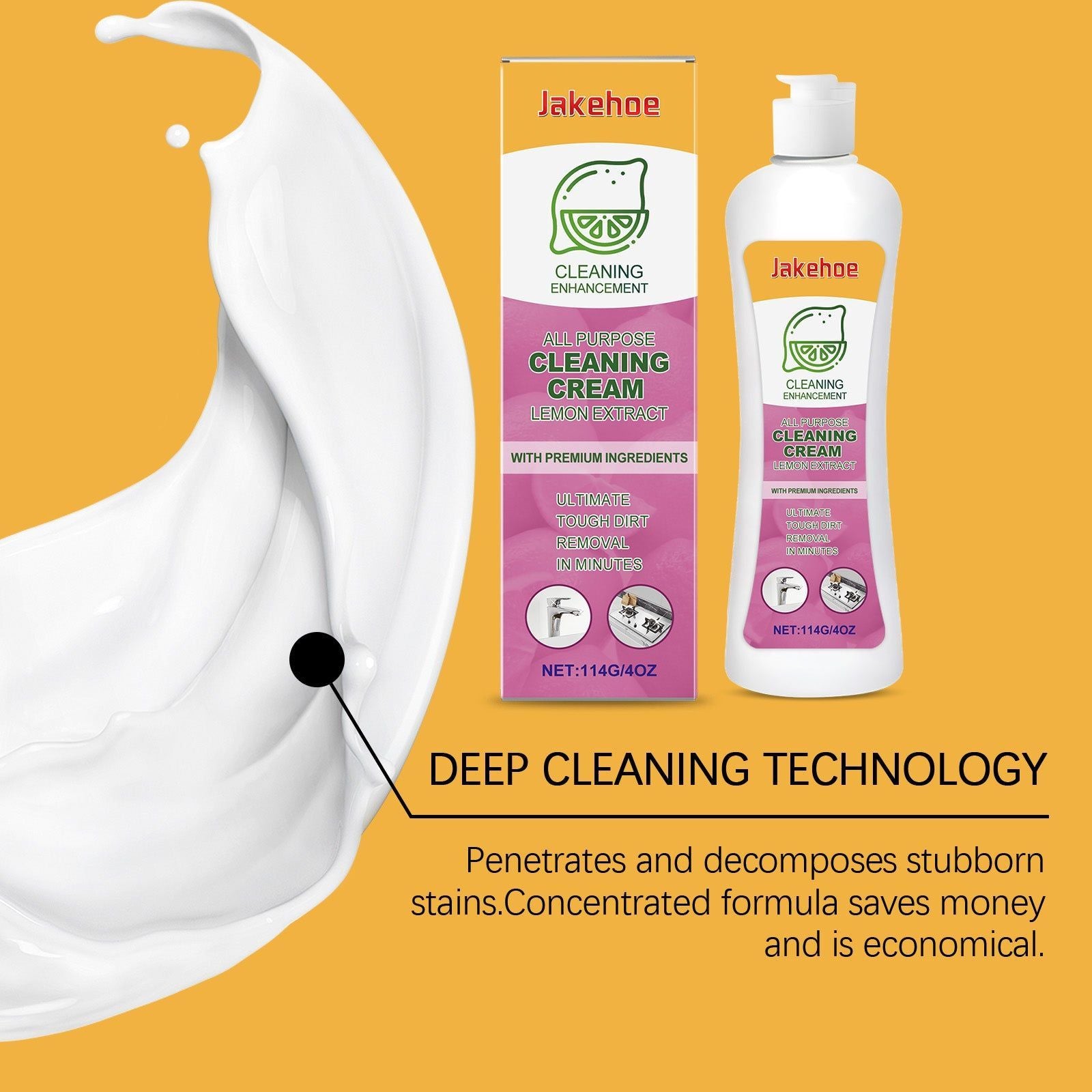 All Purpose Cleaning Cream, Lemon Fragrance, Heavy Duty, Stain & Rust Remover, Household Cleaning Supplies ,114g