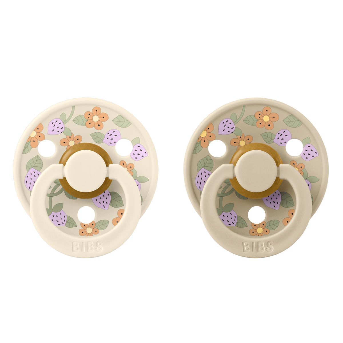 Bibs x Liberty 2 PACK Colour Strawberries and Cream Latex Size 1 Ivory Mix
