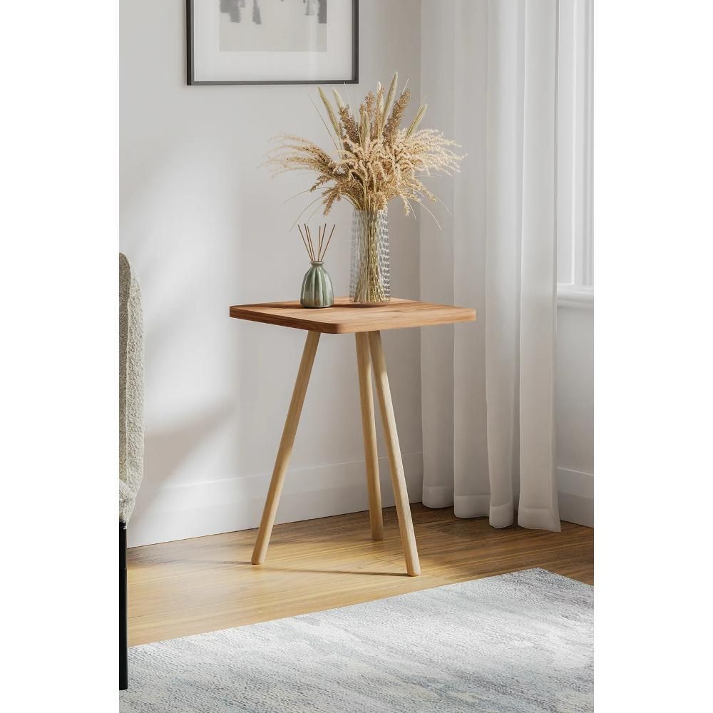 Square Side Table Single Zigon Coffee Table With Wooden Legs 34*34*45 cm