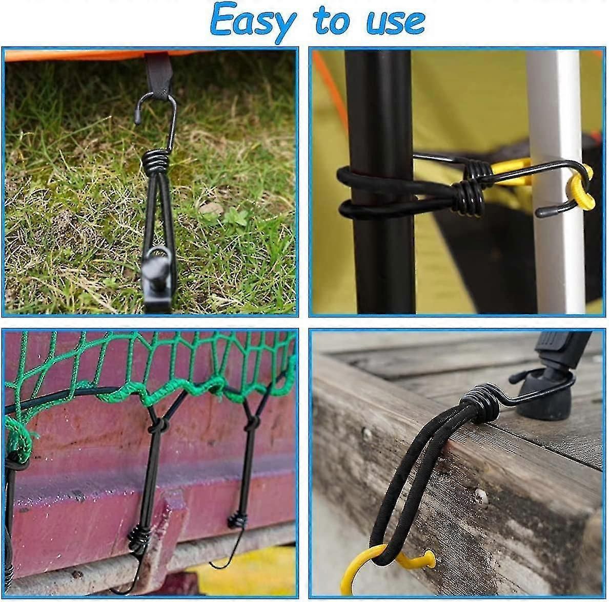 Tarp Hook, Bungee Cord With Hooks, 25 Pieces Tarp Tensioner Hook, Tarp Tensioner Black Rubber Tensioner