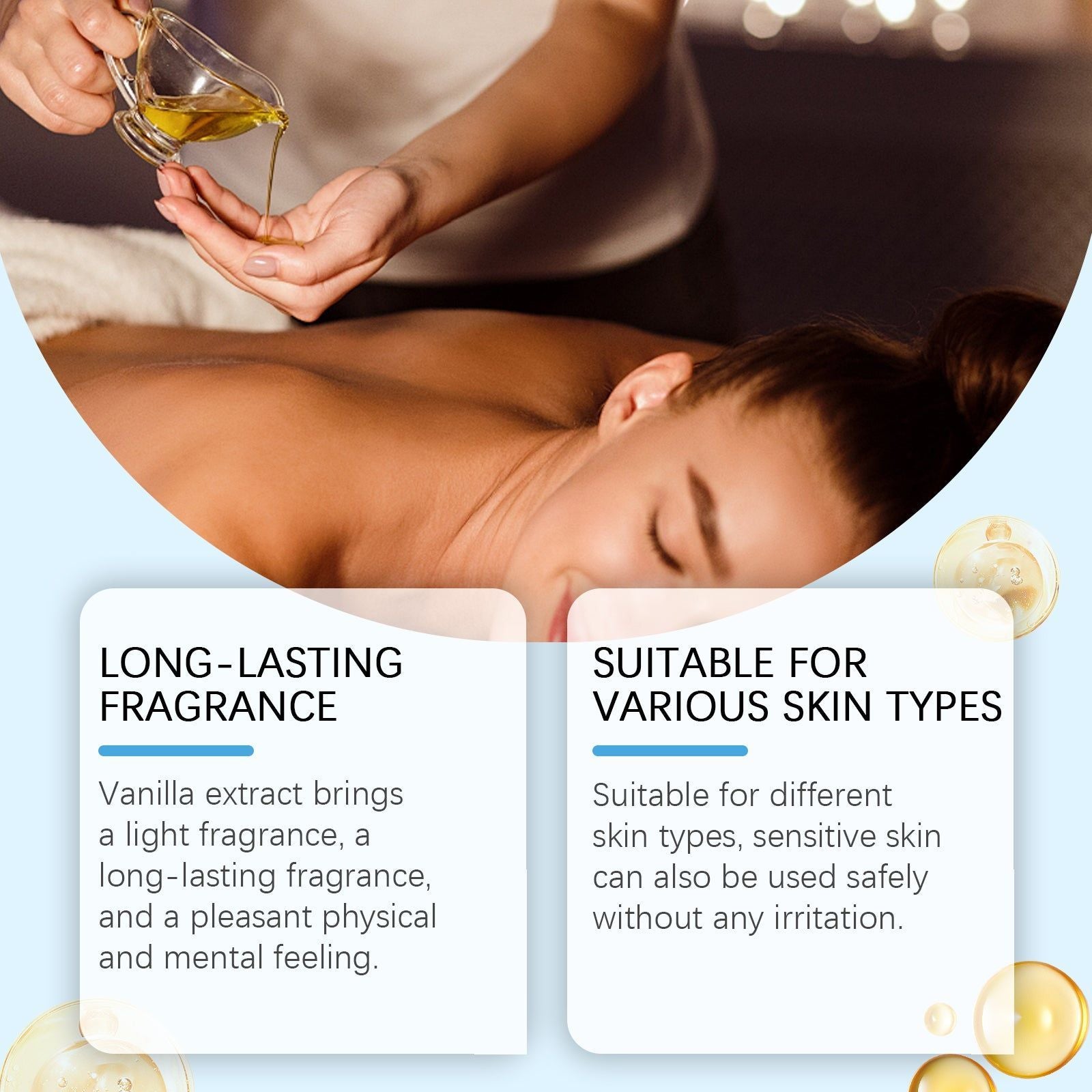 Caramel Vanilla Body Oil, Deep Moisturizing, Nourishing Skin Care, Hydrating Massage Oil ,100ml