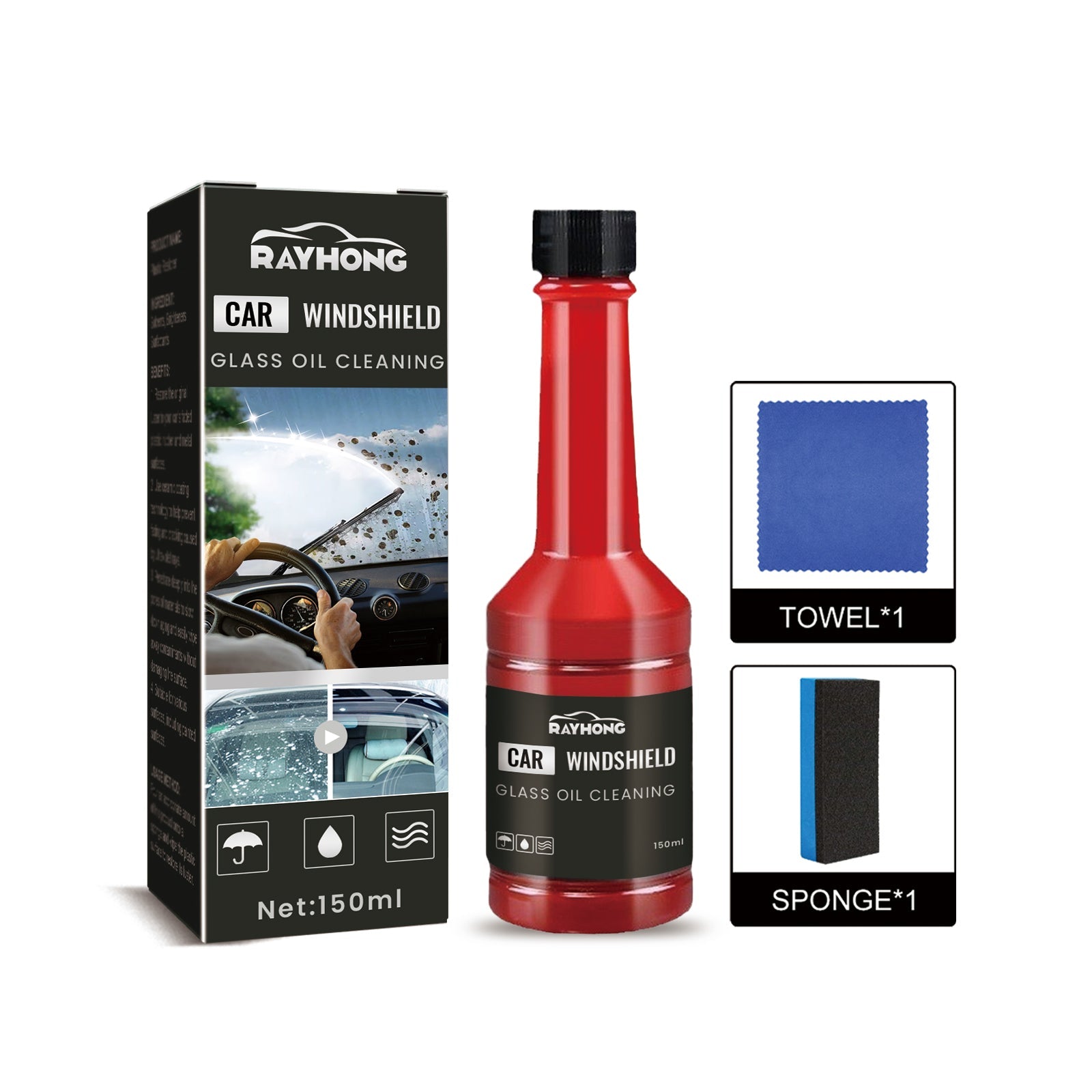 Car Windshield Cleaner, Remove Stains, Rainproof, Fog-Free, Clear Vision ,1set