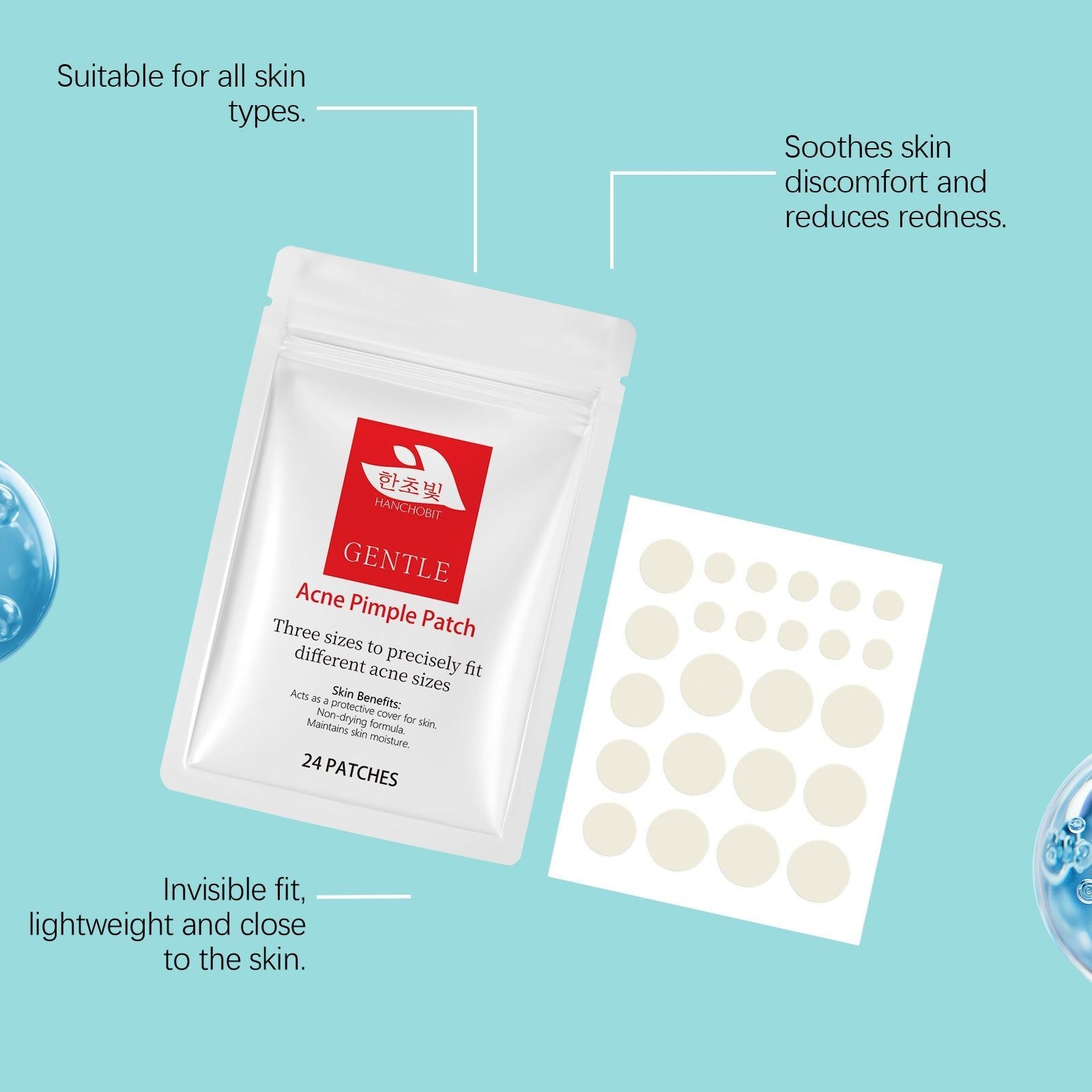 Clear Acne Patches, Gentle, Breathable, Fast-Acting, Skin-Friendly, Zit Cover, Pimple Spot Treatment ,24patches