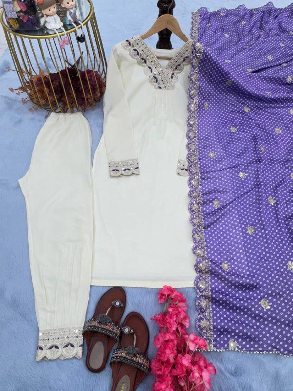 Fab Zone Designer Party Wear Look Fancy Top Bottom & Printed Dupatta Set