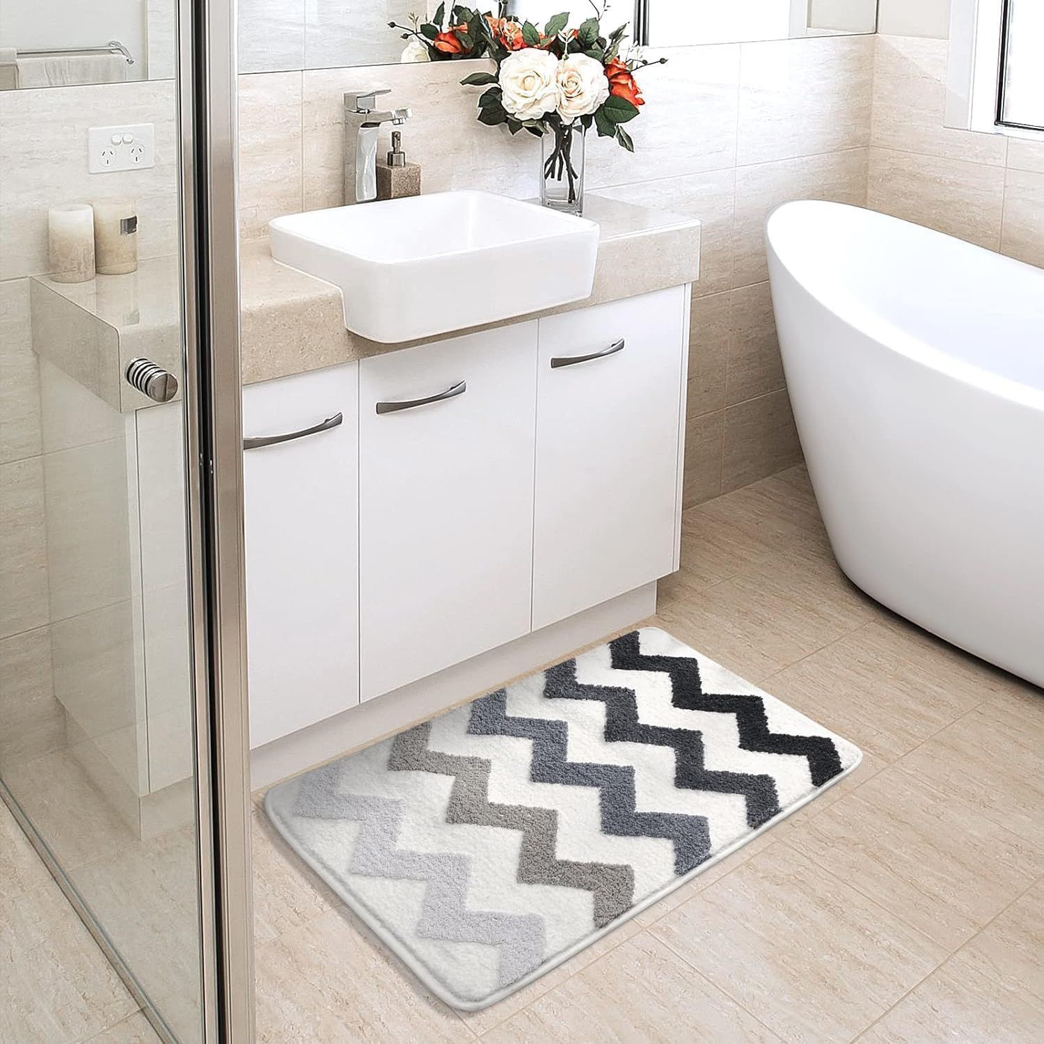 AIESY® Beautiful Luxury Washable Quick Dry Non Slip Bath Mat