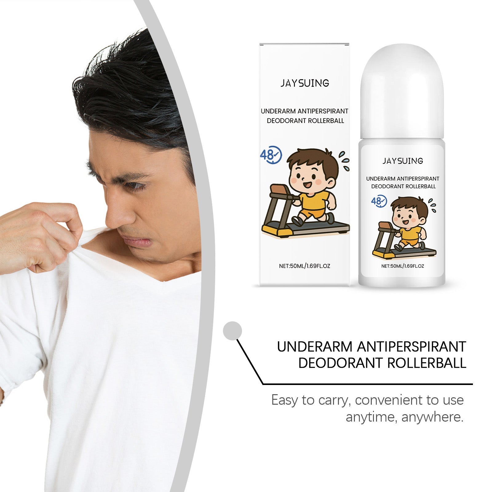 Body Care Roll-On, Fresh Odor & Sweat Control, Portable Daily Freshness ,50ml