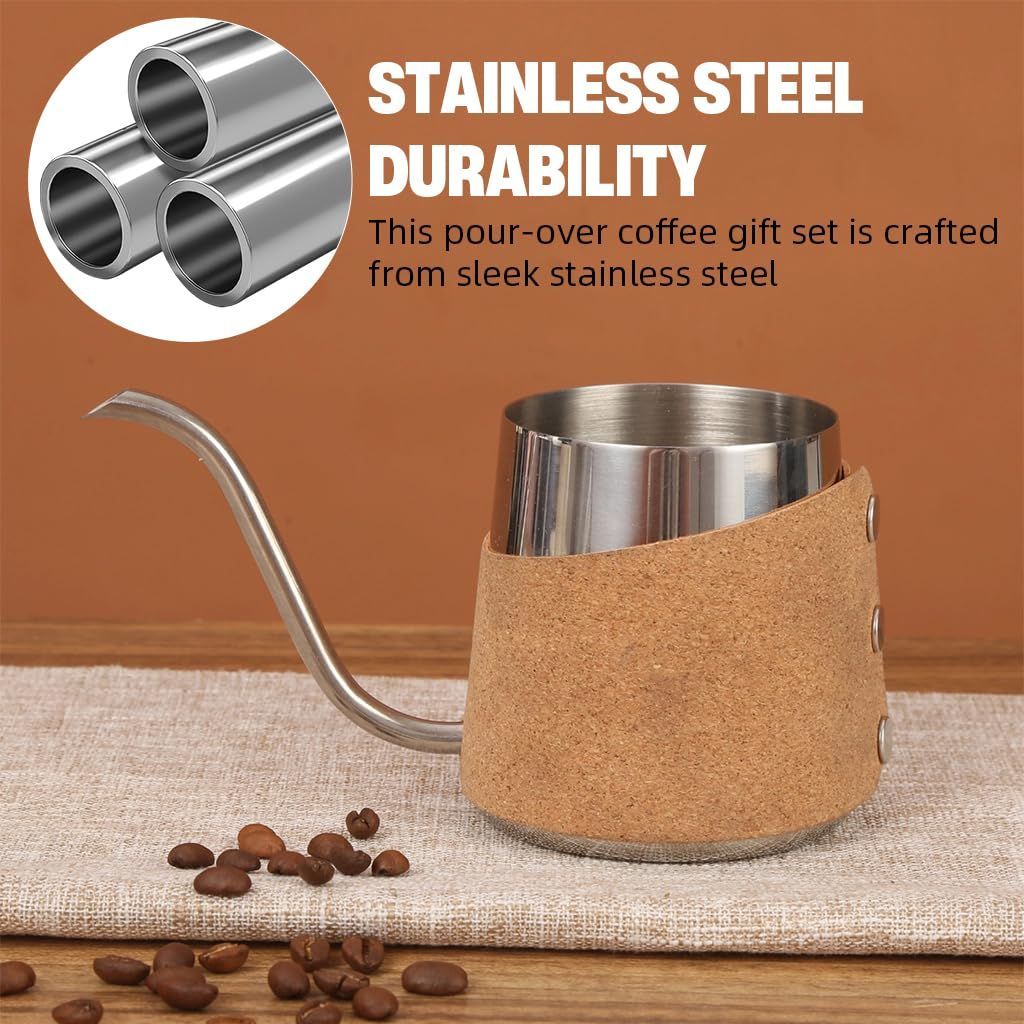4Pcs Pour Over Coffee Gift Set Classic Stainless Steel Pour Over Coffee Kit Camping Coffee Brewing Kit
