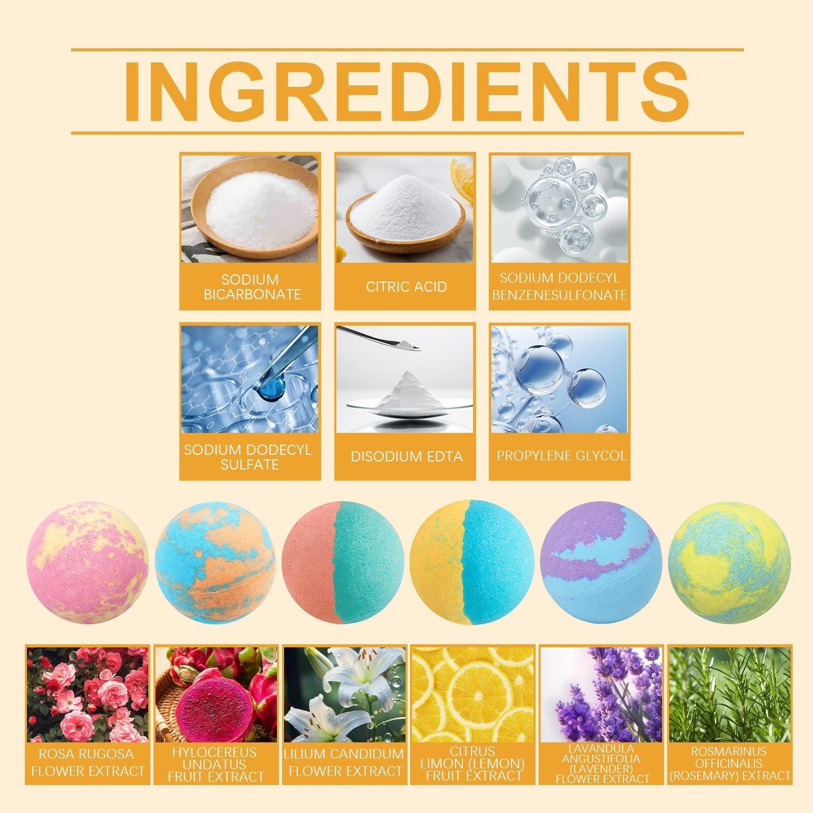 Bath Salt Ball Set, Moisturizing Floral Bath Sponge, Long-Lasting Fragrance ,6pcs