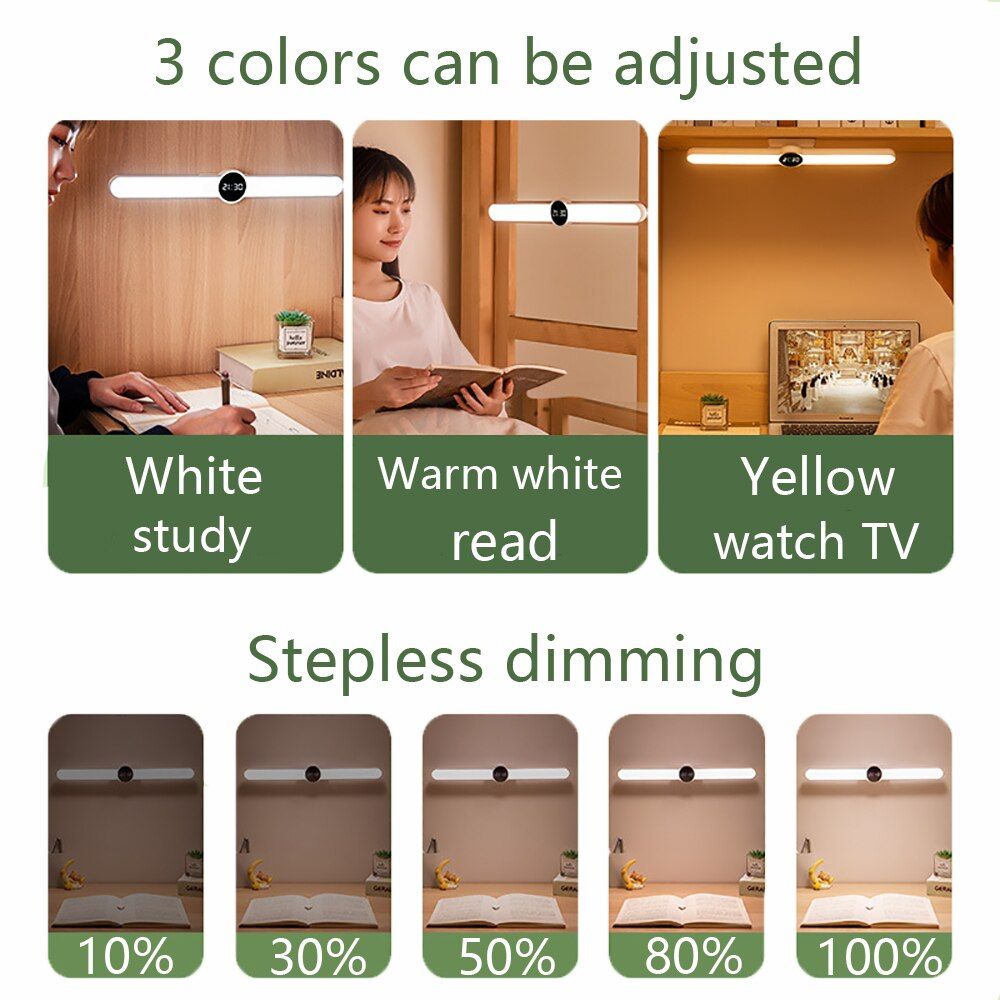 LED Magnetic Table Lamp Rechargeable Touch Night Light for Study Reading