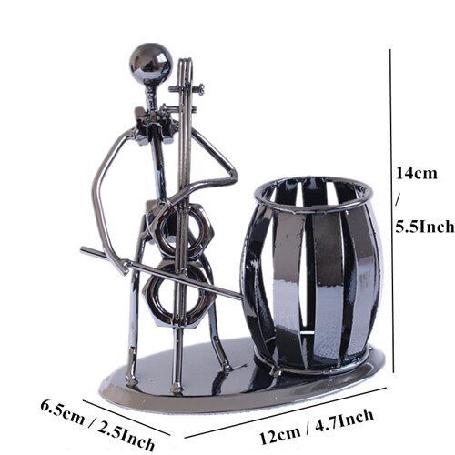 Musician Pattern Pen Holder Iron Art Music Figure Desktop Organizer Home Decoration