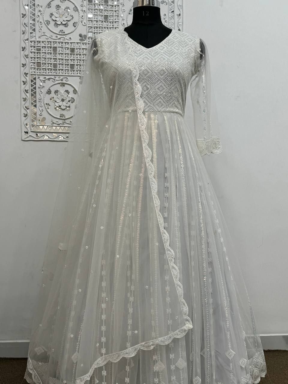 Fab Zone Women's Party Wear Gown with Dupatta