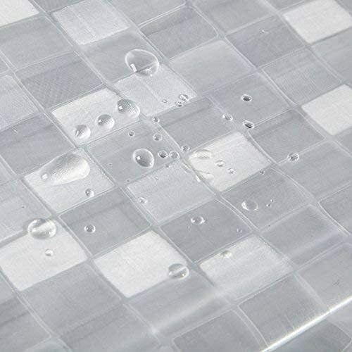 3D Printed Transparent PVC Shower Curtain With Hooks Waterproof Bath Decor
