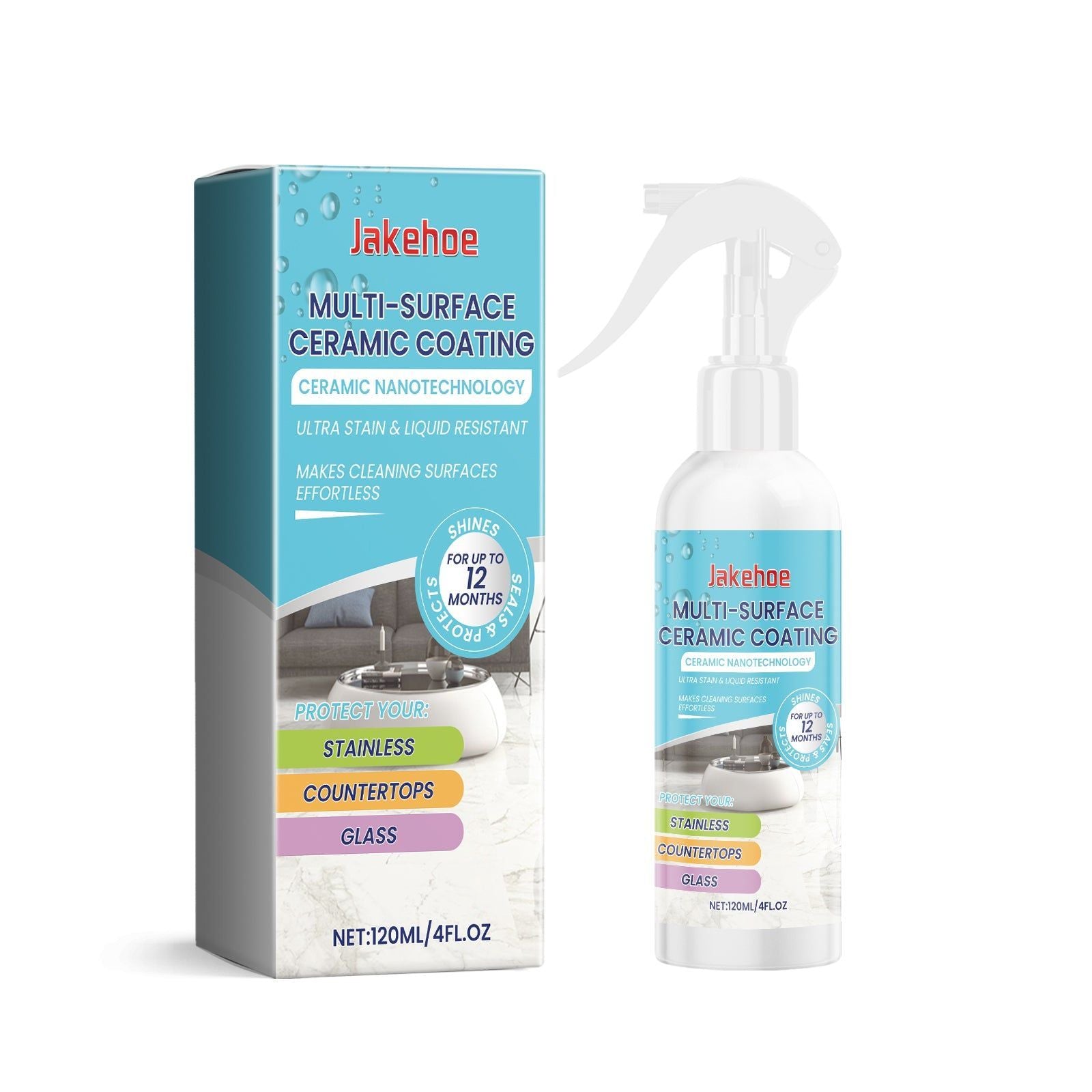Ceramic Coating Spray, Clean & Protect, Scratch-Resistant, Waterproof, Easy Polishing ,120ml