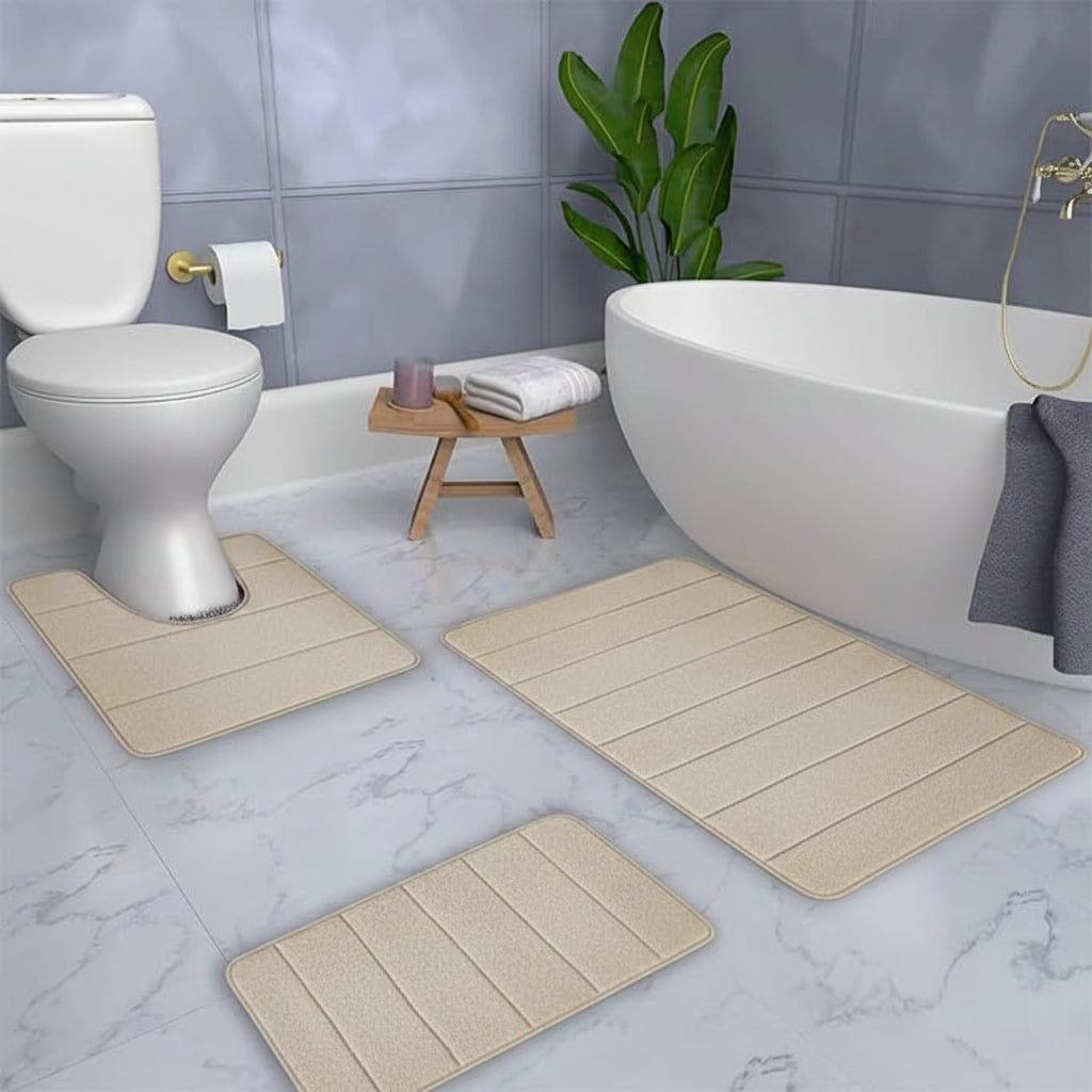 3-Piece Memory Foam Bath Mat Set