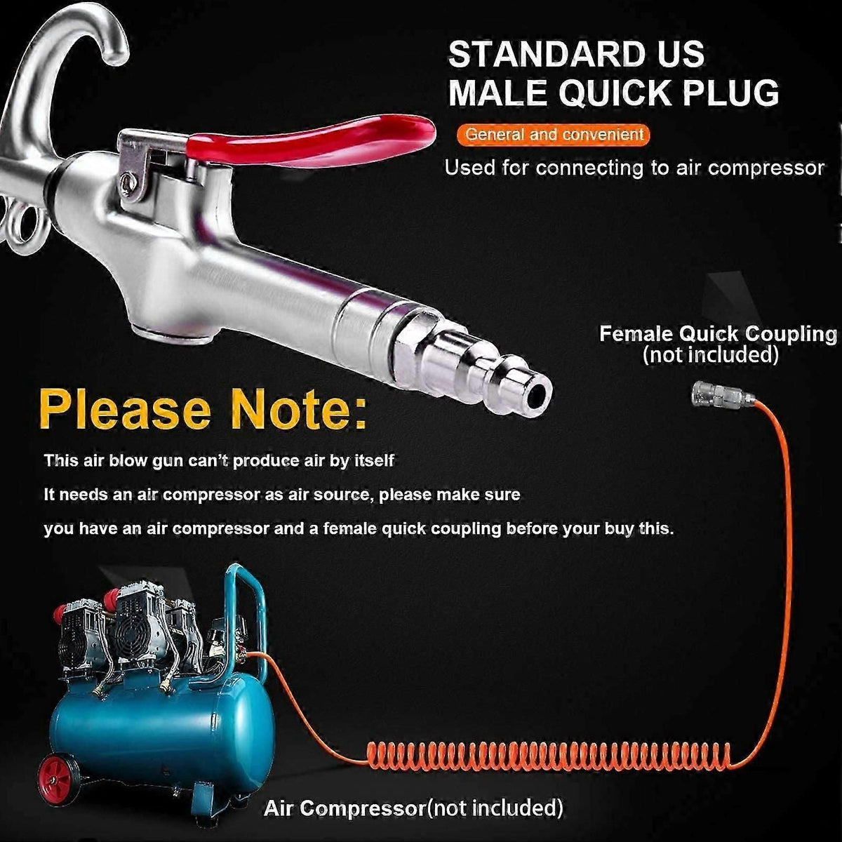 Car Air Dust Blow Gun Low Consumption Portable Good Sealing Performance Cleaning Tool