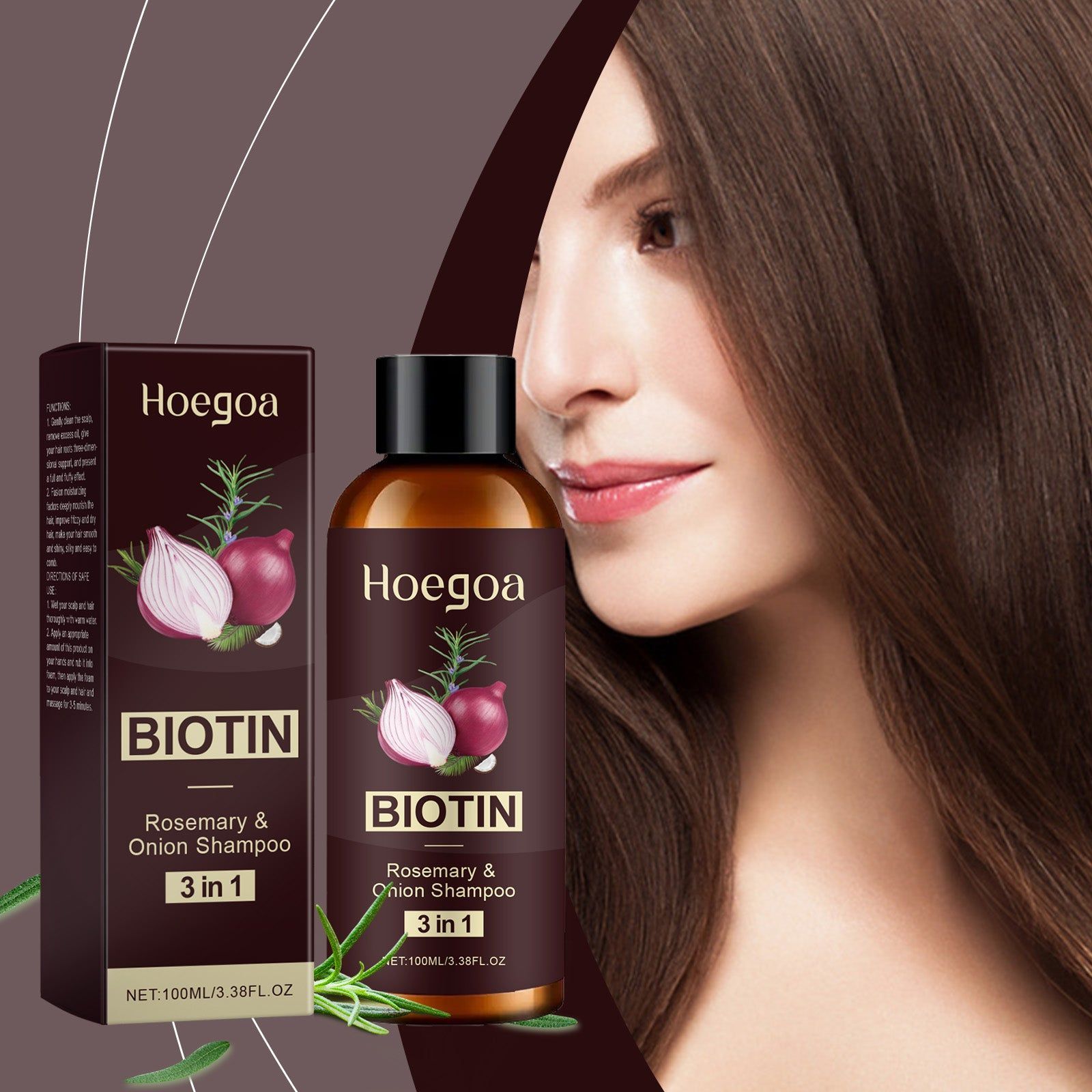 3-in-1 Onion Hair Care Shampoo, Moisturizes, Volumizes, Gentle Cleansing ,100ml