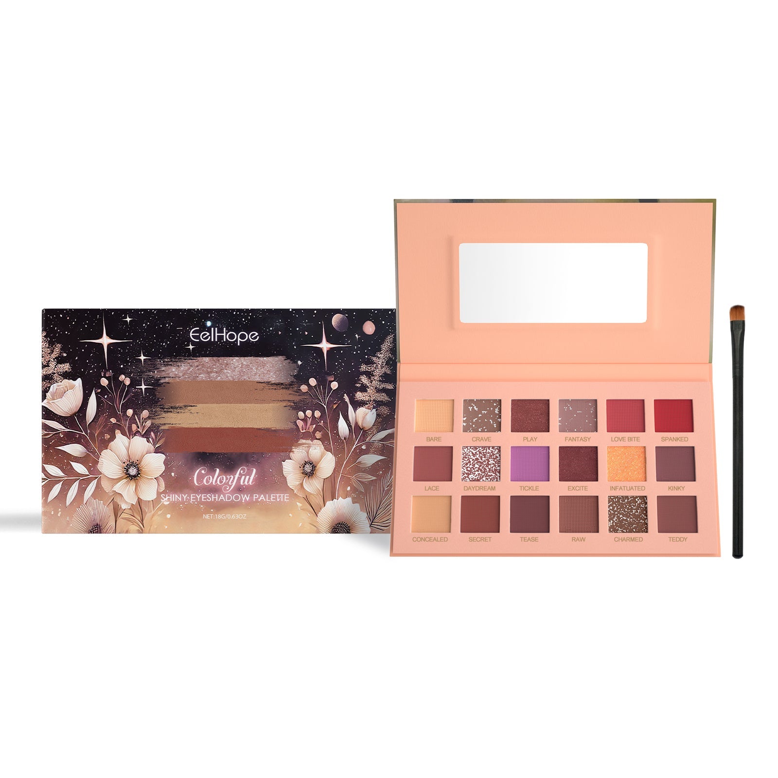 18-Color Eye Makeup Palette, Long-Lasting Multicolor Eyeshadow, Vibrant & Trendy ,18g