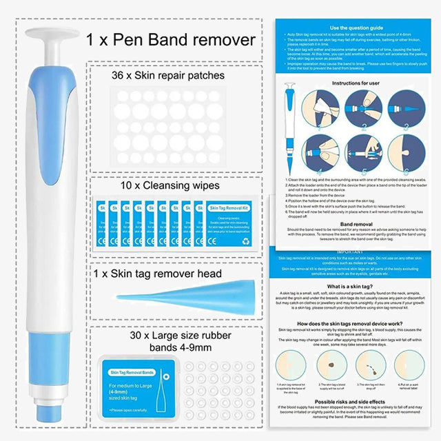 Auto Skin Tags Removal Tool Device with Cleansing Wipes - Safe, Painless Skin Tag Remover Kit