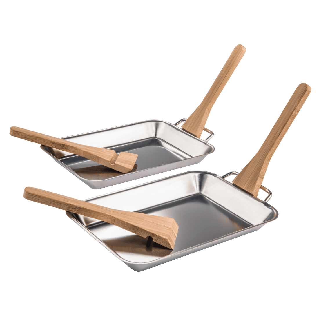 XAVAX 111579 Mini BBQ Pans, made of stainless steel, with bamboo spatulas, 6 pieces