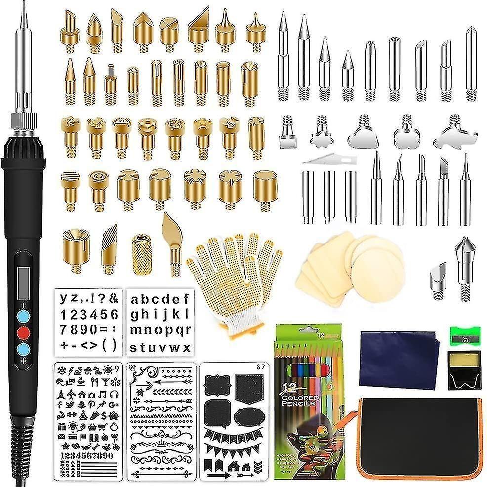 110pcs Professional Wood Burning Kit With LCD Display and Pen