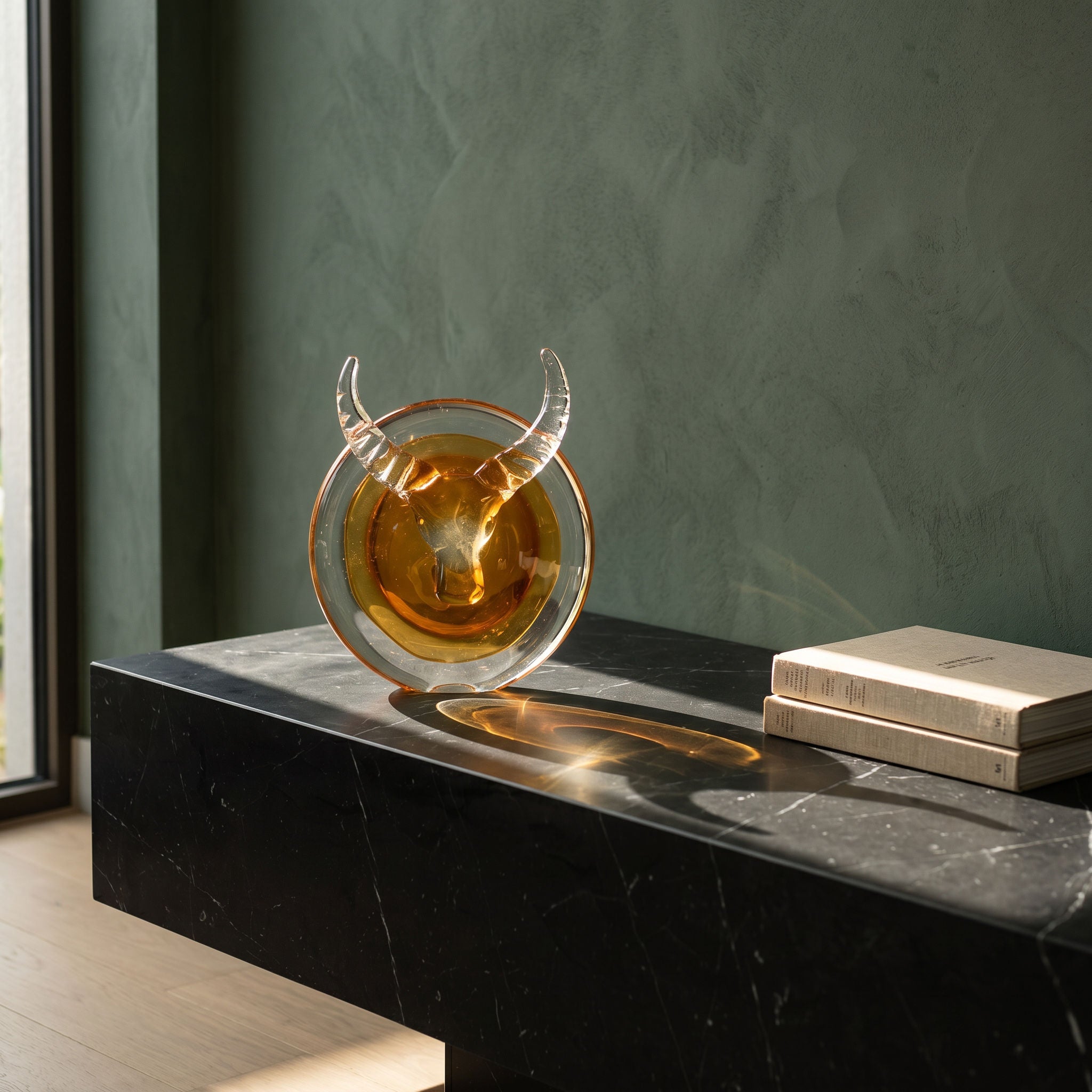 Tati deco Murano glass taurus face medallion
