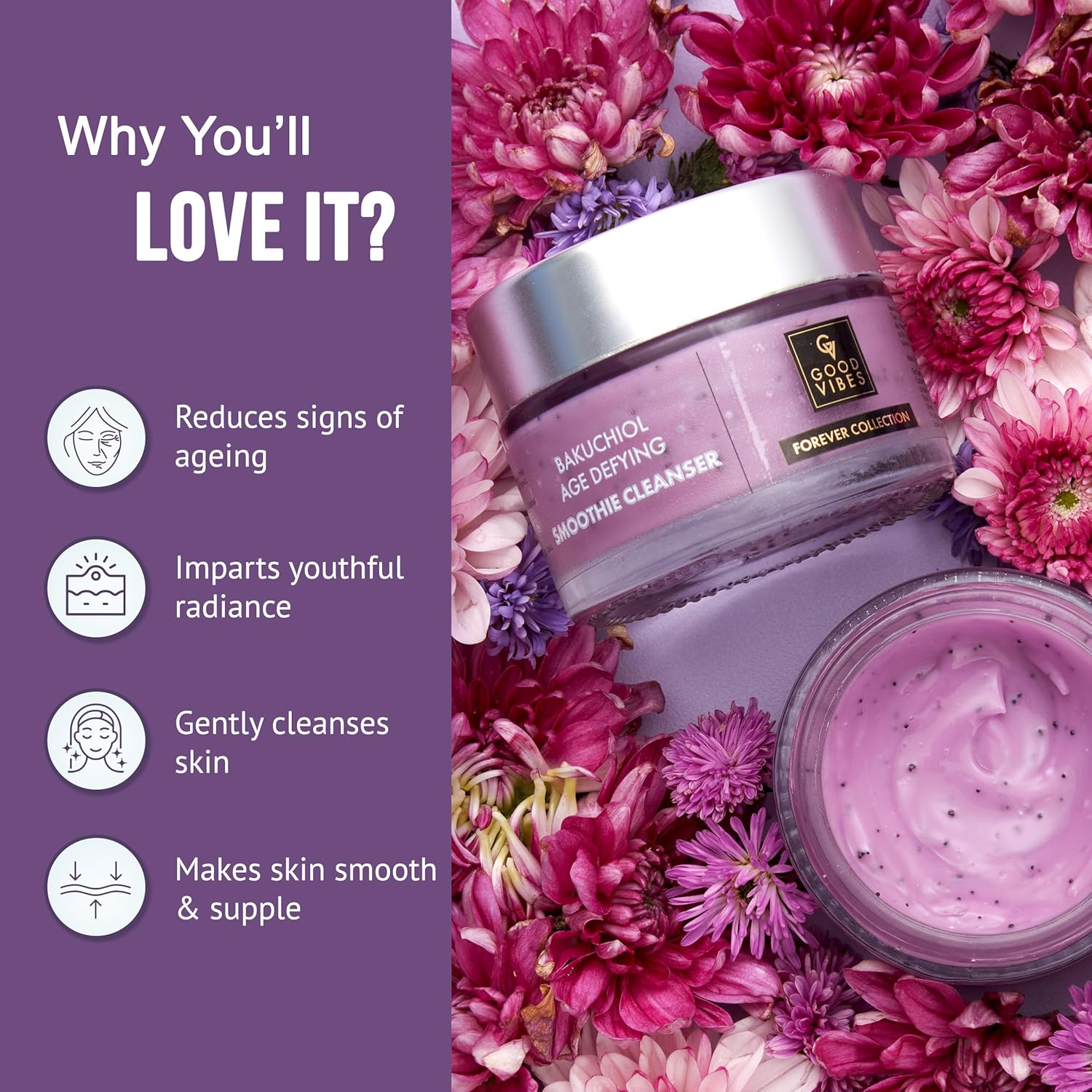 منظف سموذي مقاوم لعلامات التقدم في السن Good Vibes Bakuchiol 45 جم