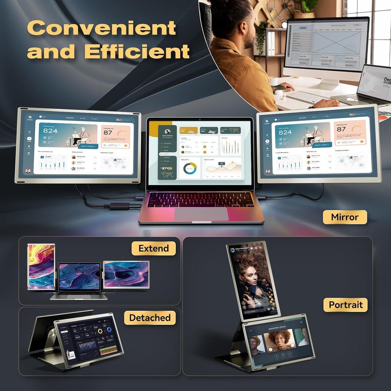 موسع شاشة الكمبيوتر المحمول V2COM 15.6 بوصة - S6