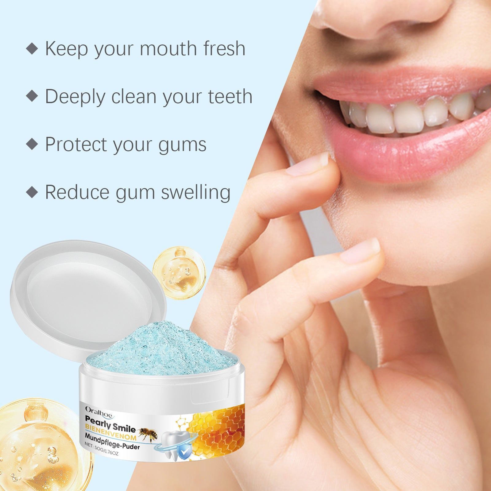 Care Tooth Powder, Natural Teeth Whitening, Fresh Breath, Gentle Daily Cleanser ,50g