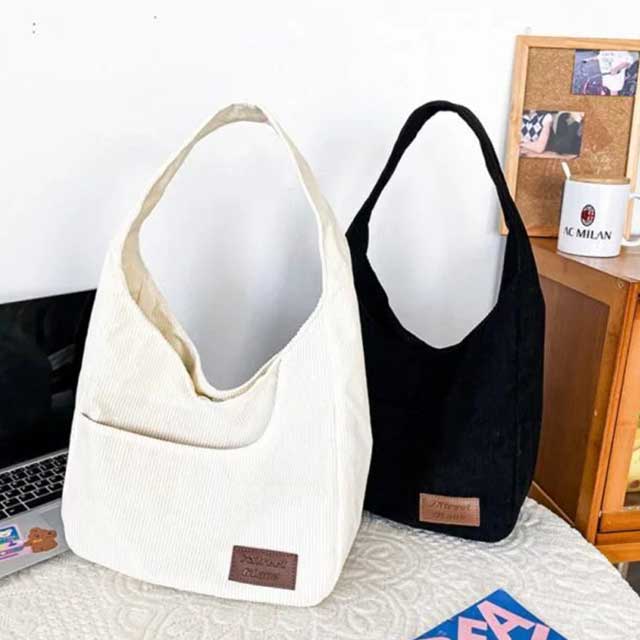Corduroy Casual Women’s Solid Shoulder Bag – Stylish and Comfortable Everyday Handbag
