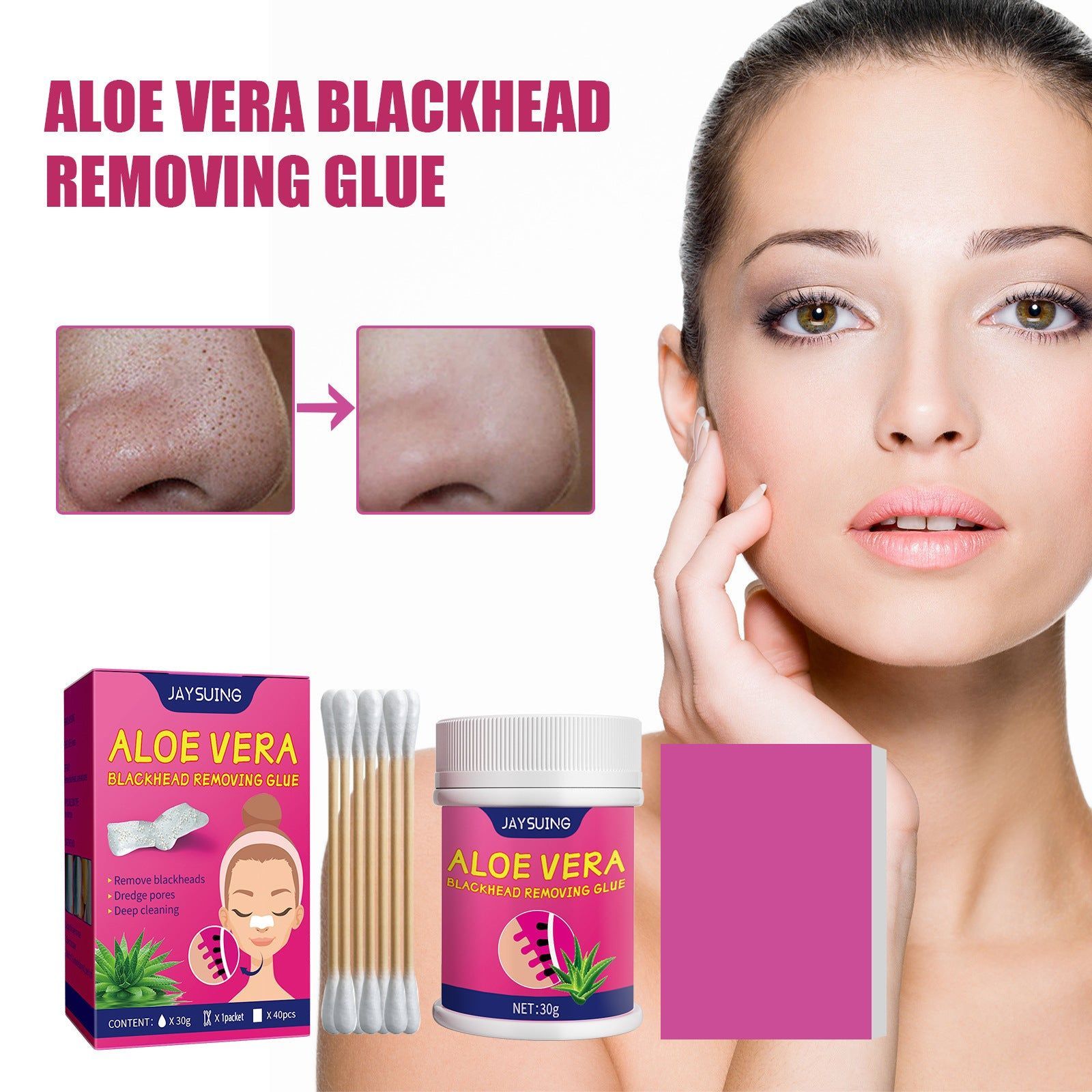 Aloe Vera Blackhead Remover Gel, Pore Cleanse, Acne Treatment, Natural Blackhead Extractor, Clear Skin Solution ,30g