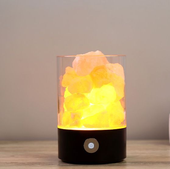 Crystal Salt Lamp Glowing Air Purifier Bedroom Sleep Aid Relax Night Light