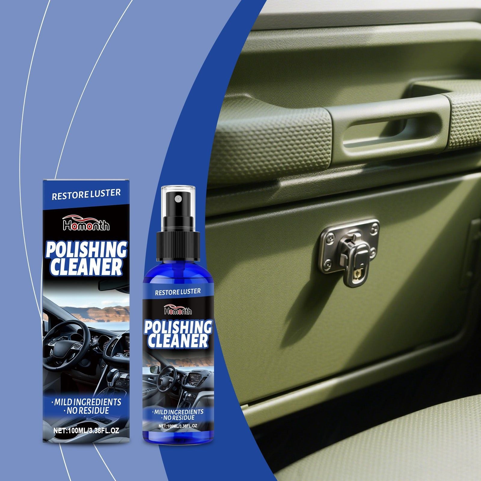 Car Cleaning Interior Polish, Fast Stain Removal, Safe for Leather Plastic ,100ml
