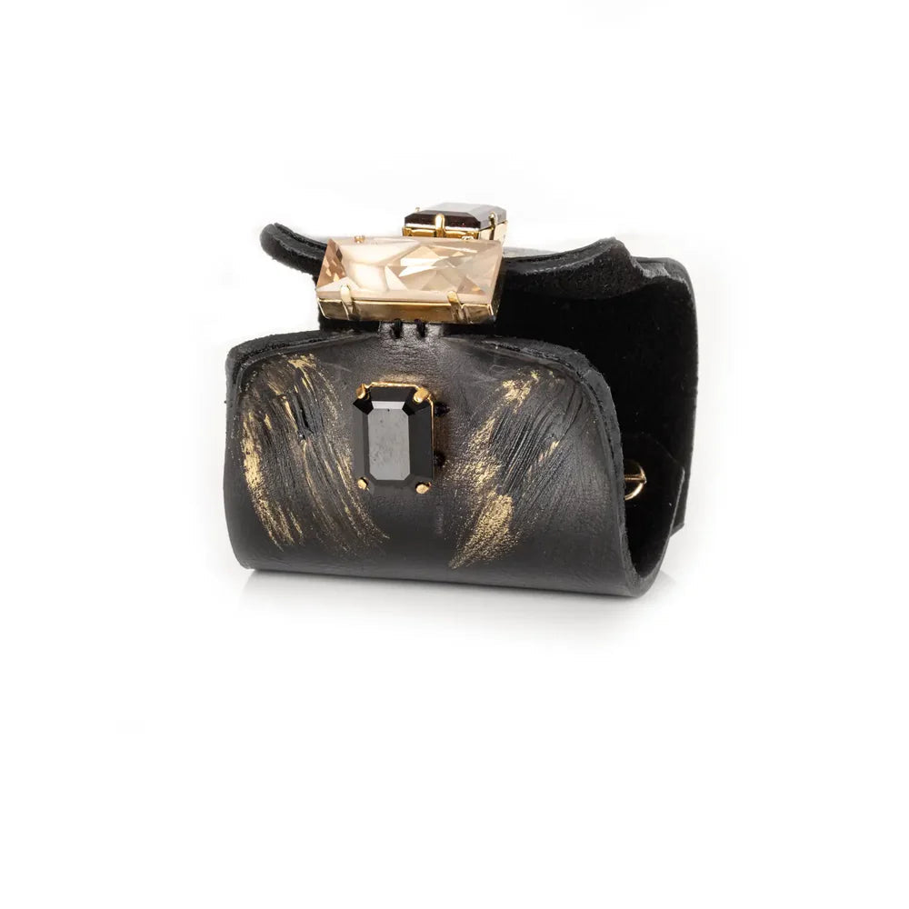 The Dark Monarch Edge Crystal Leather Cuff