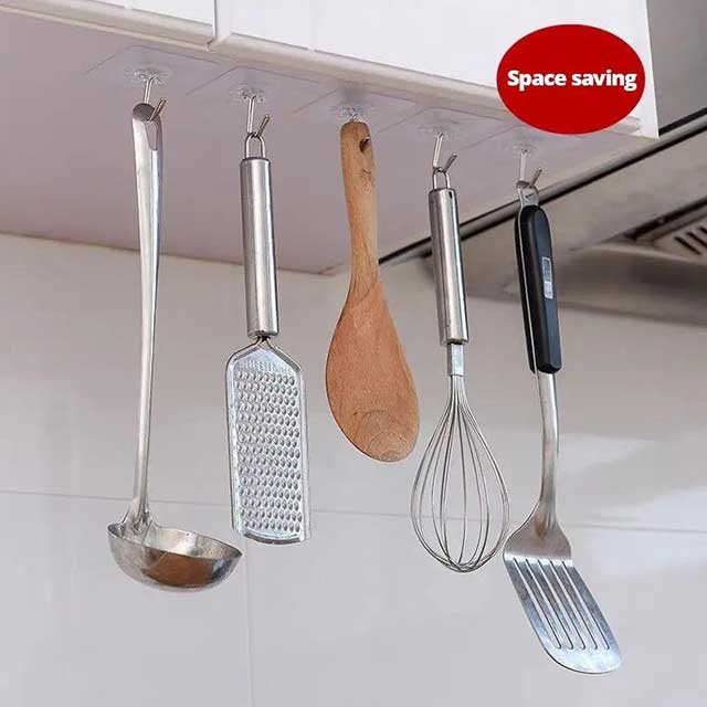 1 Piece Transparent Kitchen Wall Hanging Organizer - Space-Saving Storage Rack for Utensils & Accessories