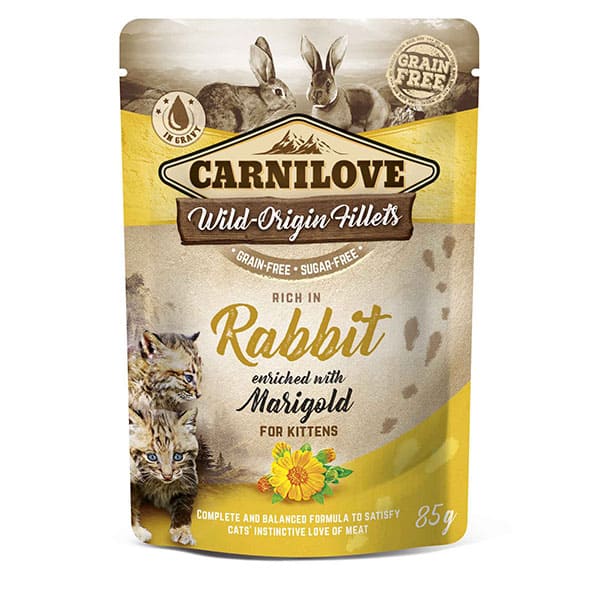 Carnilove Rabbit Enriched with Marigold for kittens (wet food pouches) 85g