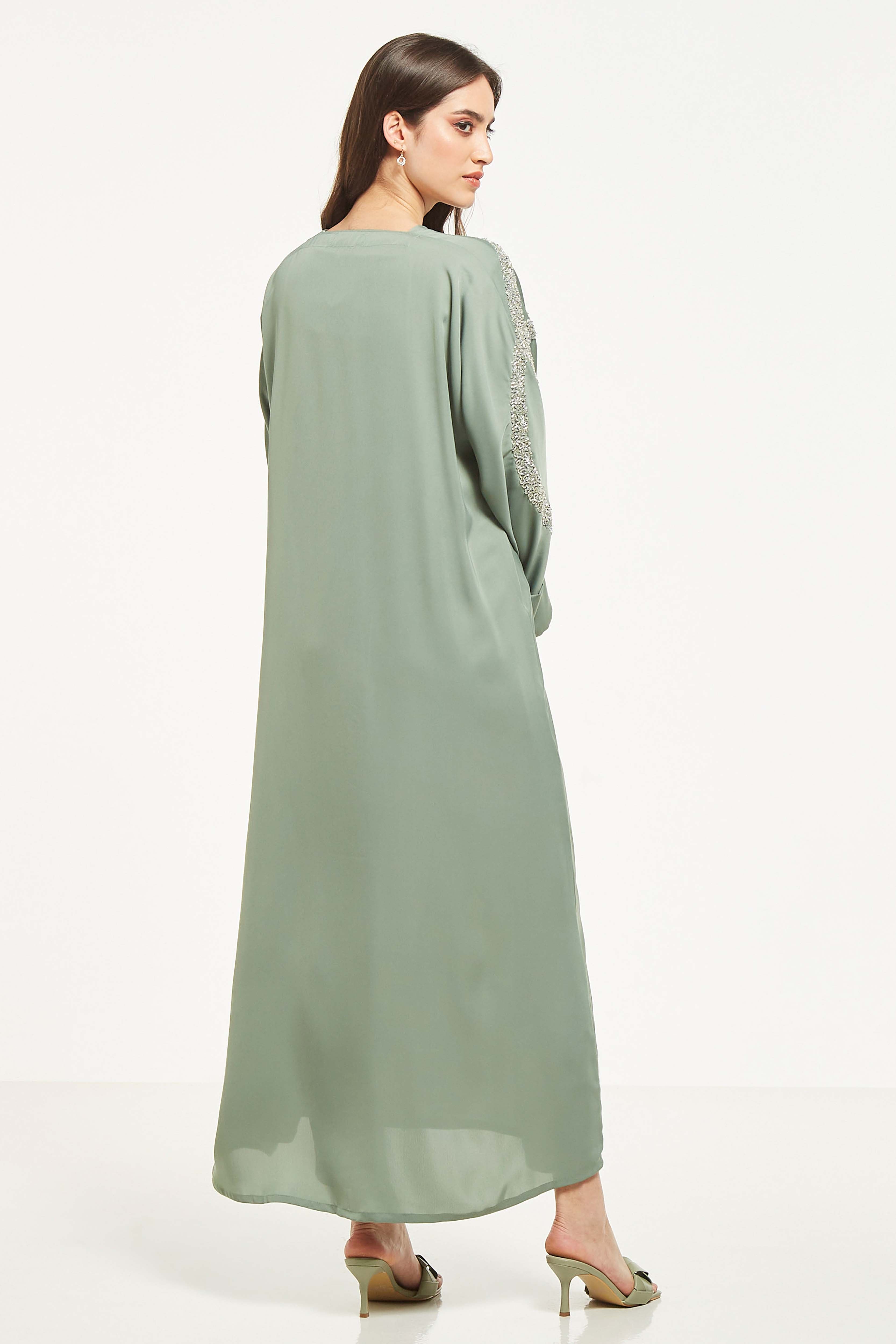 MOiSTREET Embellished Abaya with Sheila