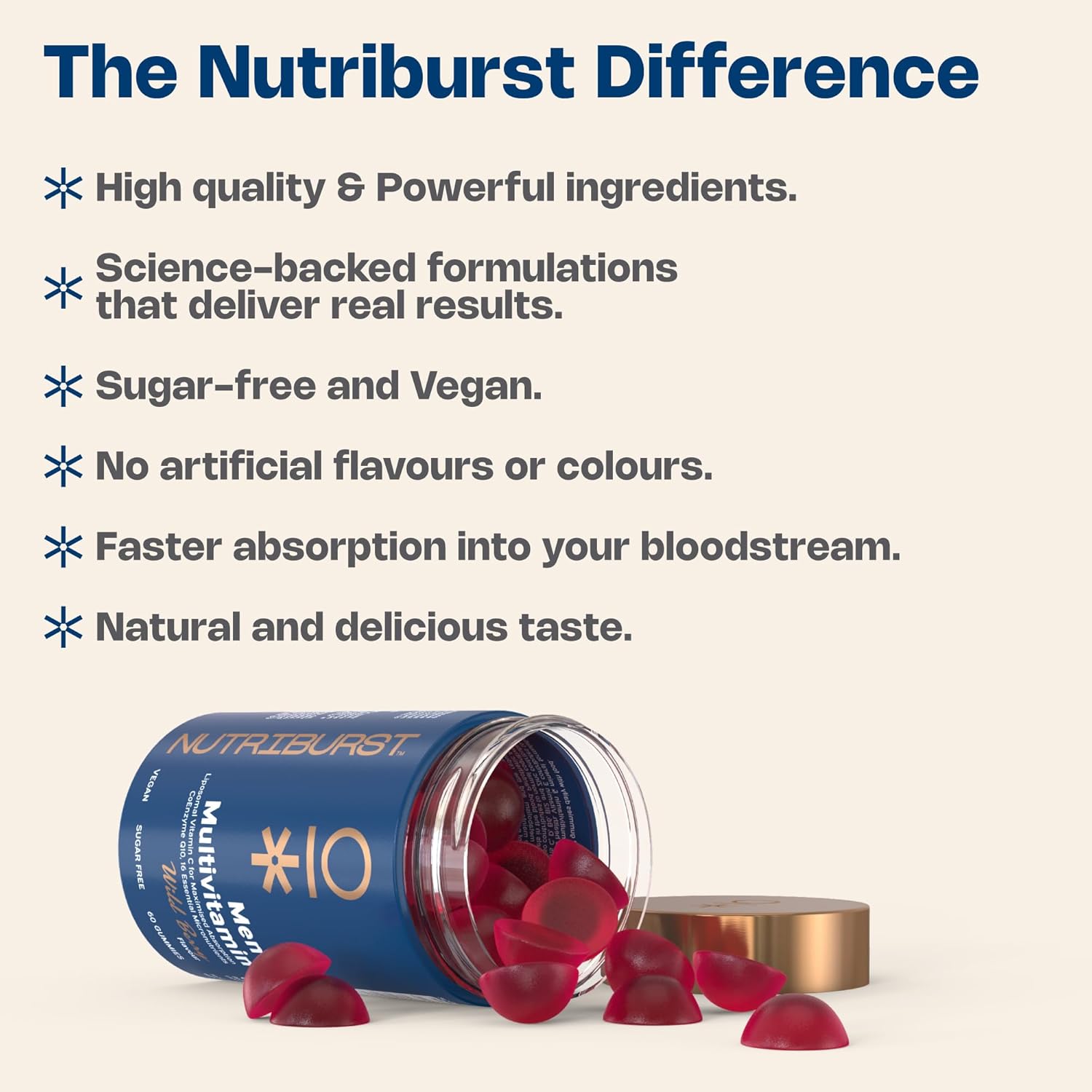 Nutriburst Men's Vitamins  Wild Berry  60 Gummies