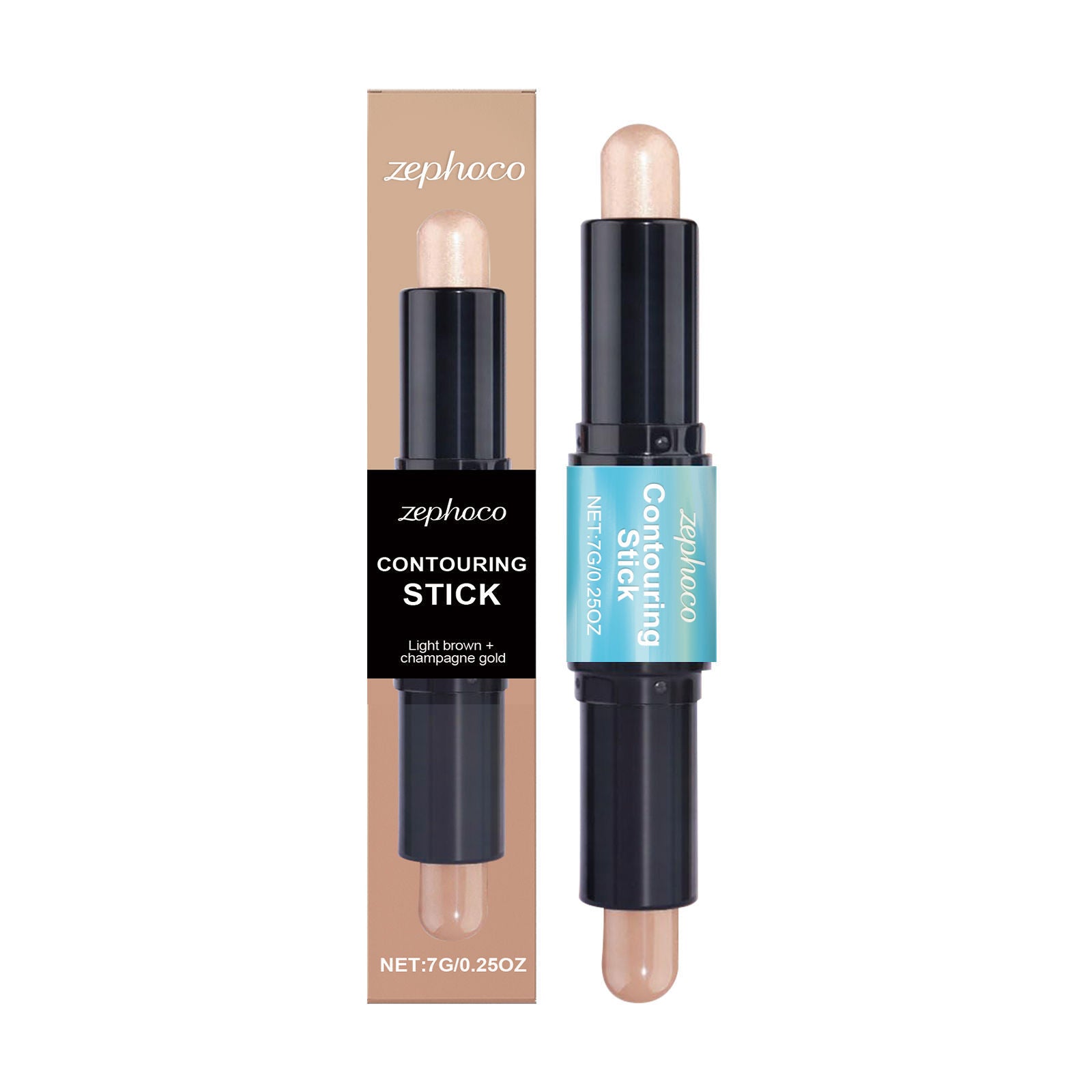 2-in-1 Face Makeup Contouring Stick, Brightening, Light Texture, Natural Glow ,7g