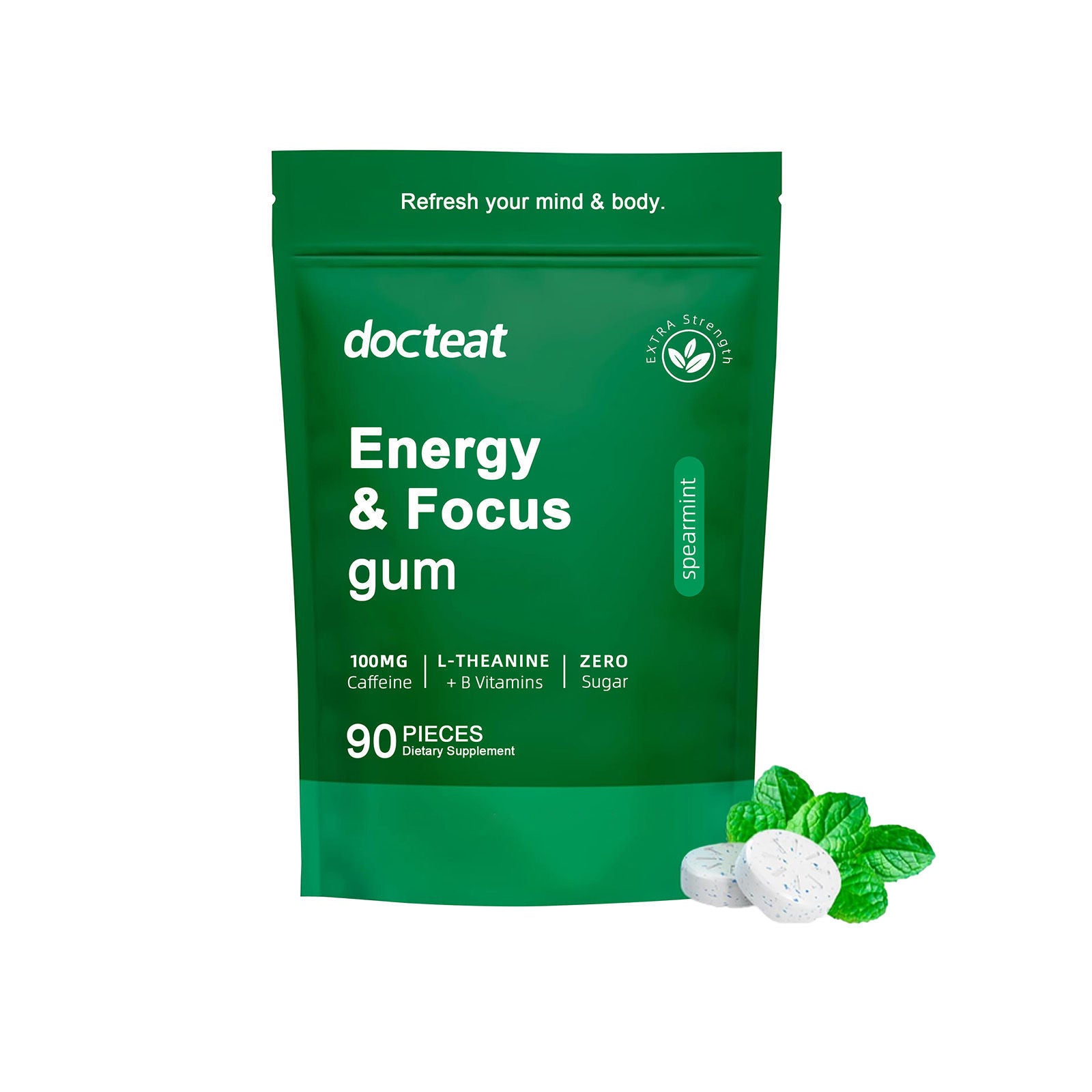 Boost Energy and Focus with Mint Tablets, Green Coffee, L-Theanine, B6, B12 ,90pieces