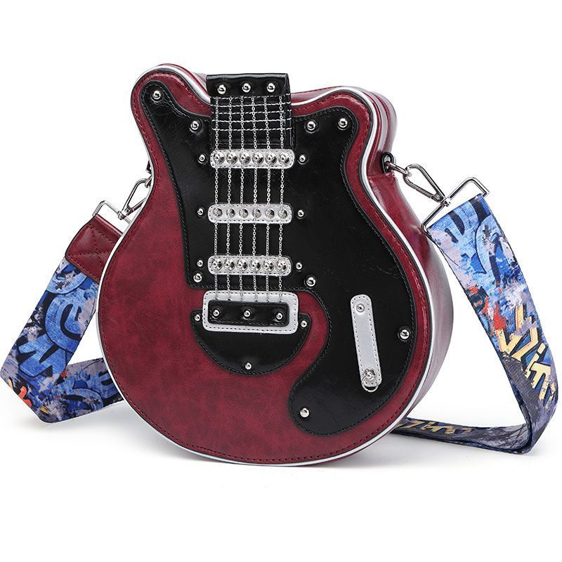 Vintage Guitar-Shaped Crossbody Bag Fashionable Women Shoulder Purse