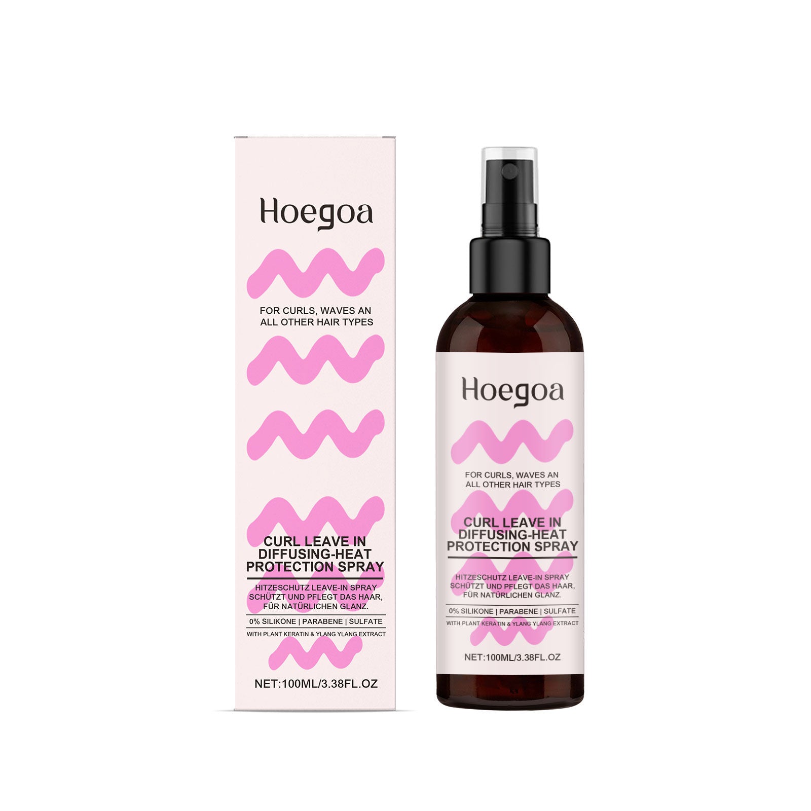 Curly Hair Care Spray, Natural Luster, Anti-Frizz, Moisturizing, Long-Lasting, Non-Sticky, Fluffy, Easy Styling ,100ml