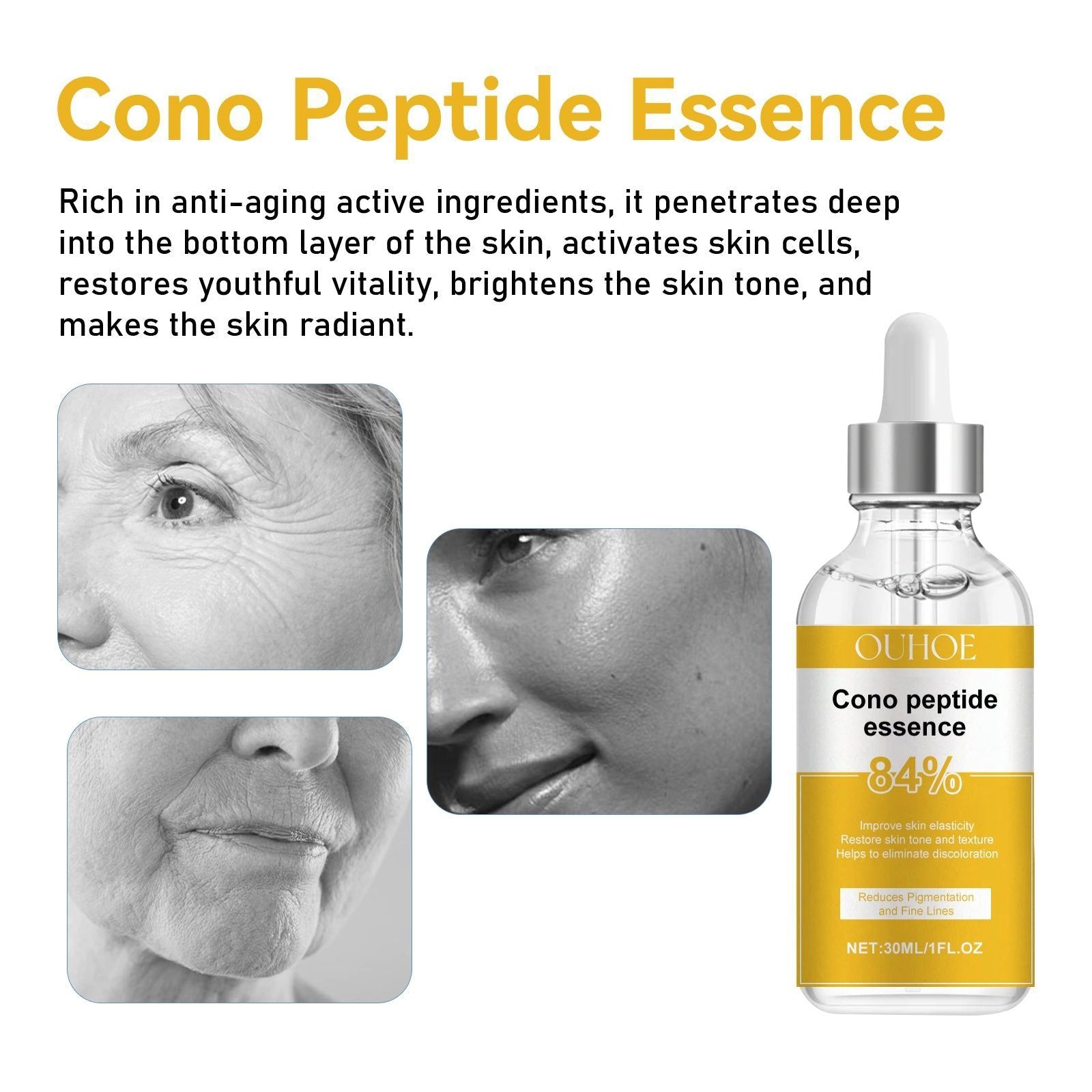 Cono Peptide Moisturizer, Anti-Aging Serum, Fine Lines & Wrinkles, Hydrating, Brightening, Youthful Skin ,30ml