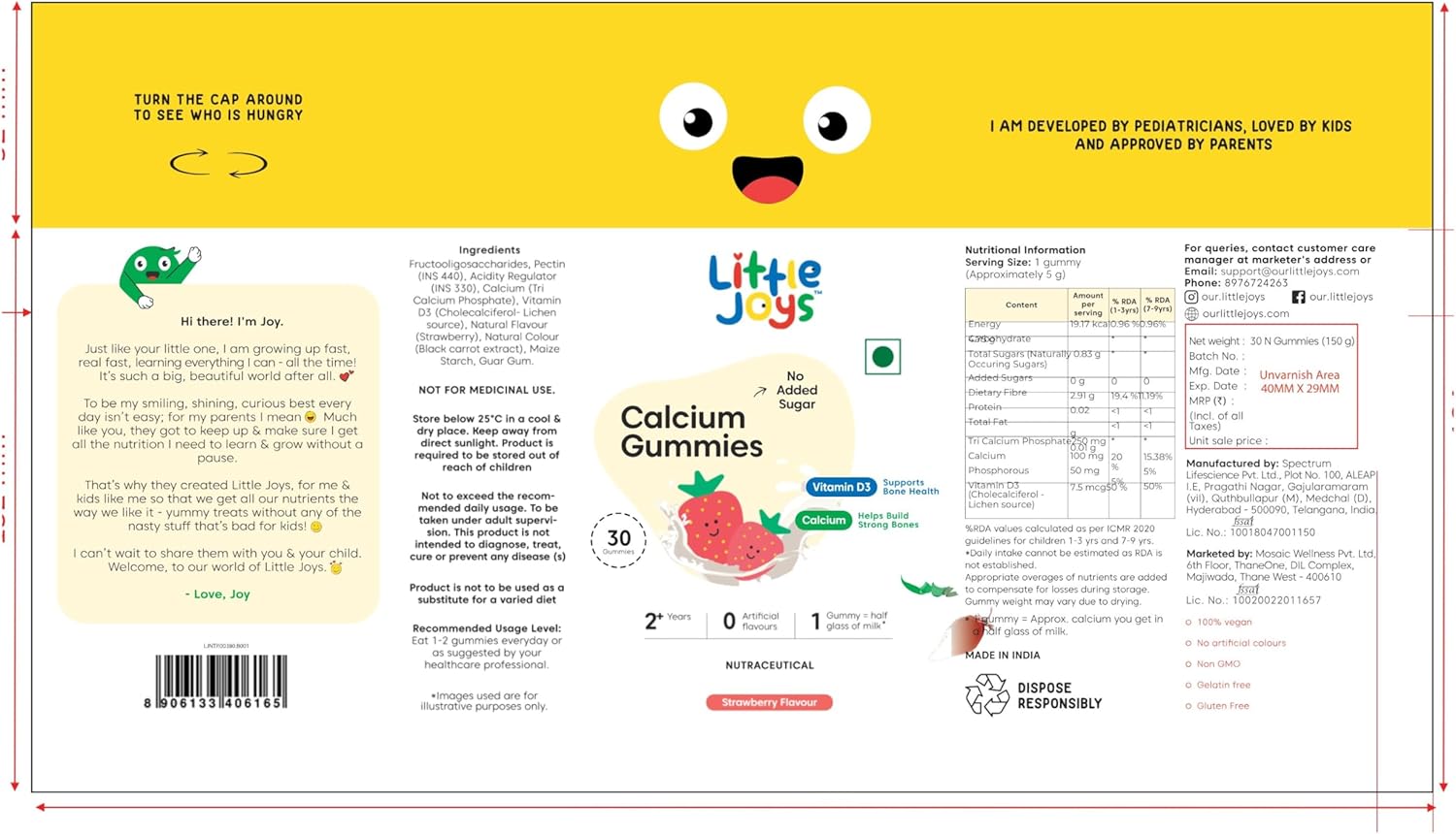 Little Joys Calcium Gummies (Strawberry) - 30 N