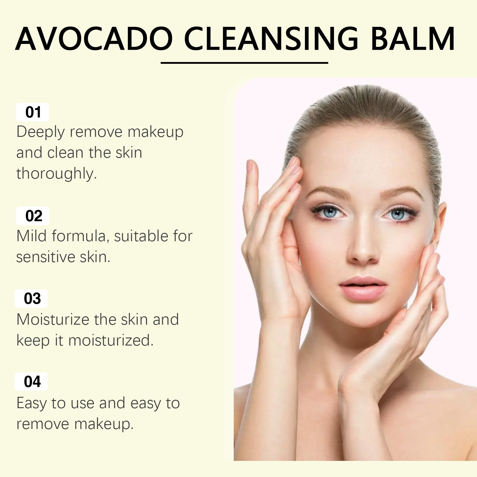 Avocado Facial Cleansing Remover, Gentle, Moisturizing, No Residue, Quick Rinse ,50g