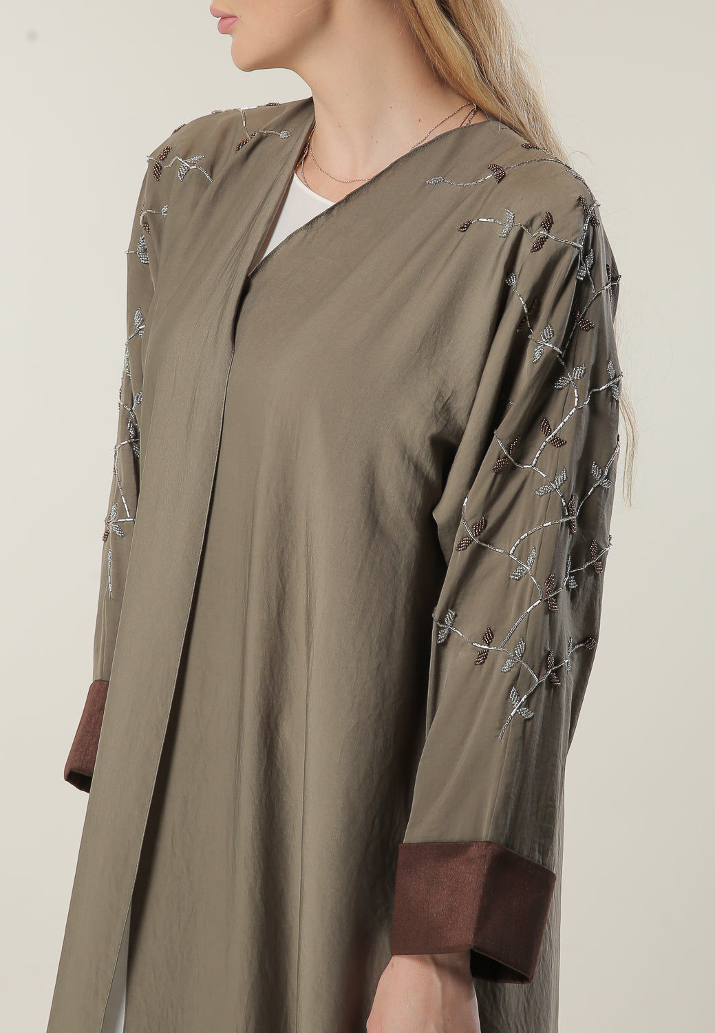 MOiSTREET Tan Abaya with Handwork