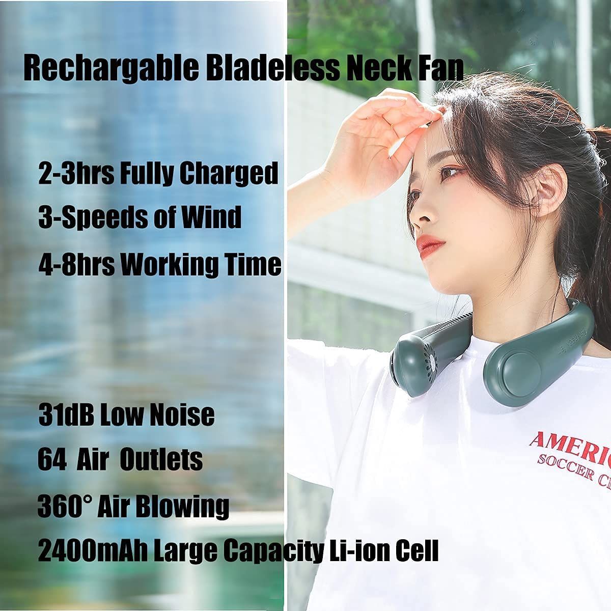 Bladeless Neck Fan Hanging Small Fan Portable Hands Free Neck Fan For Outdoor Sports Travel
